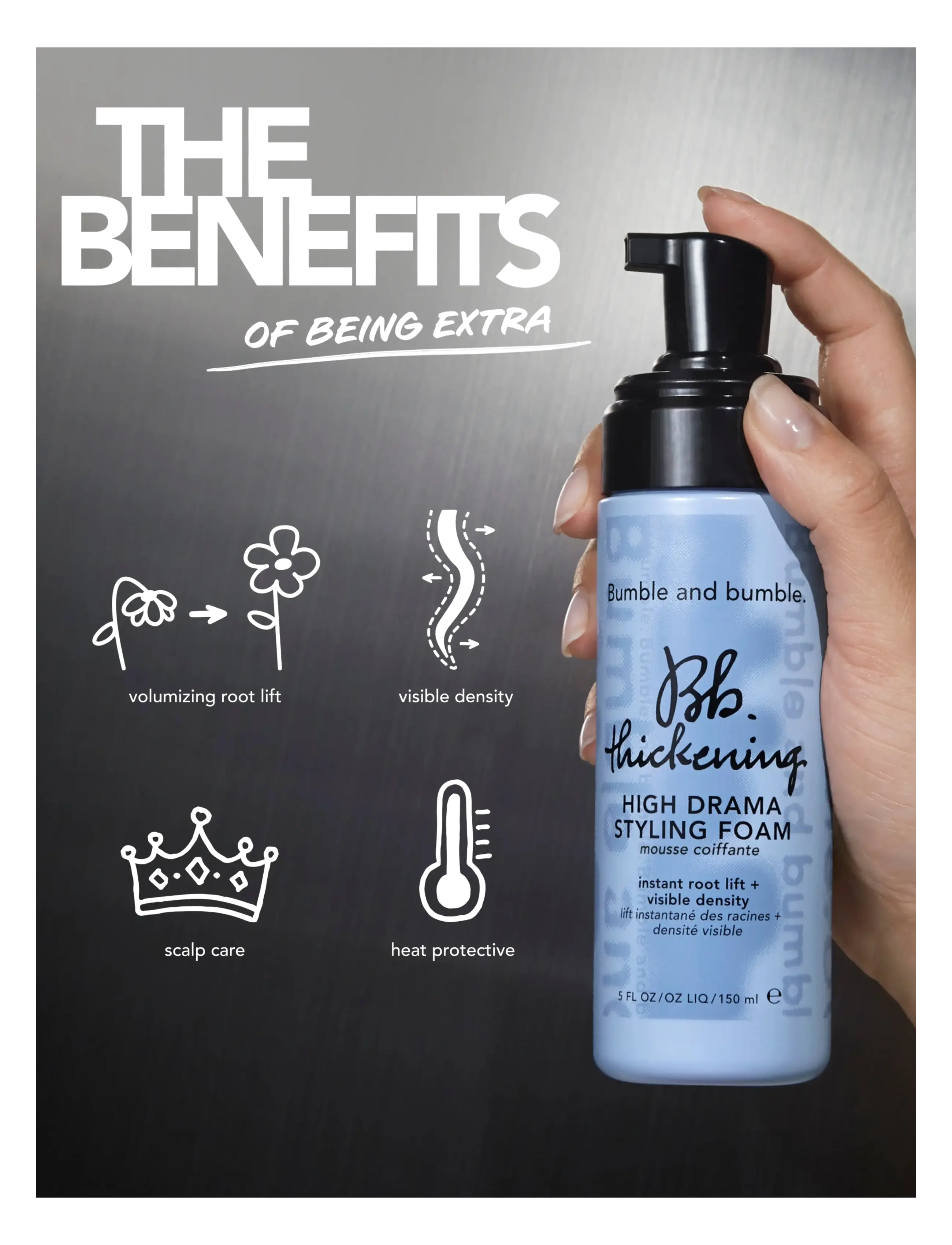 Bumble and bumble. - Thickening High Drama Styling Foam 150 ml - hårmousser - thickening high drama styling foam 150 ml - 2