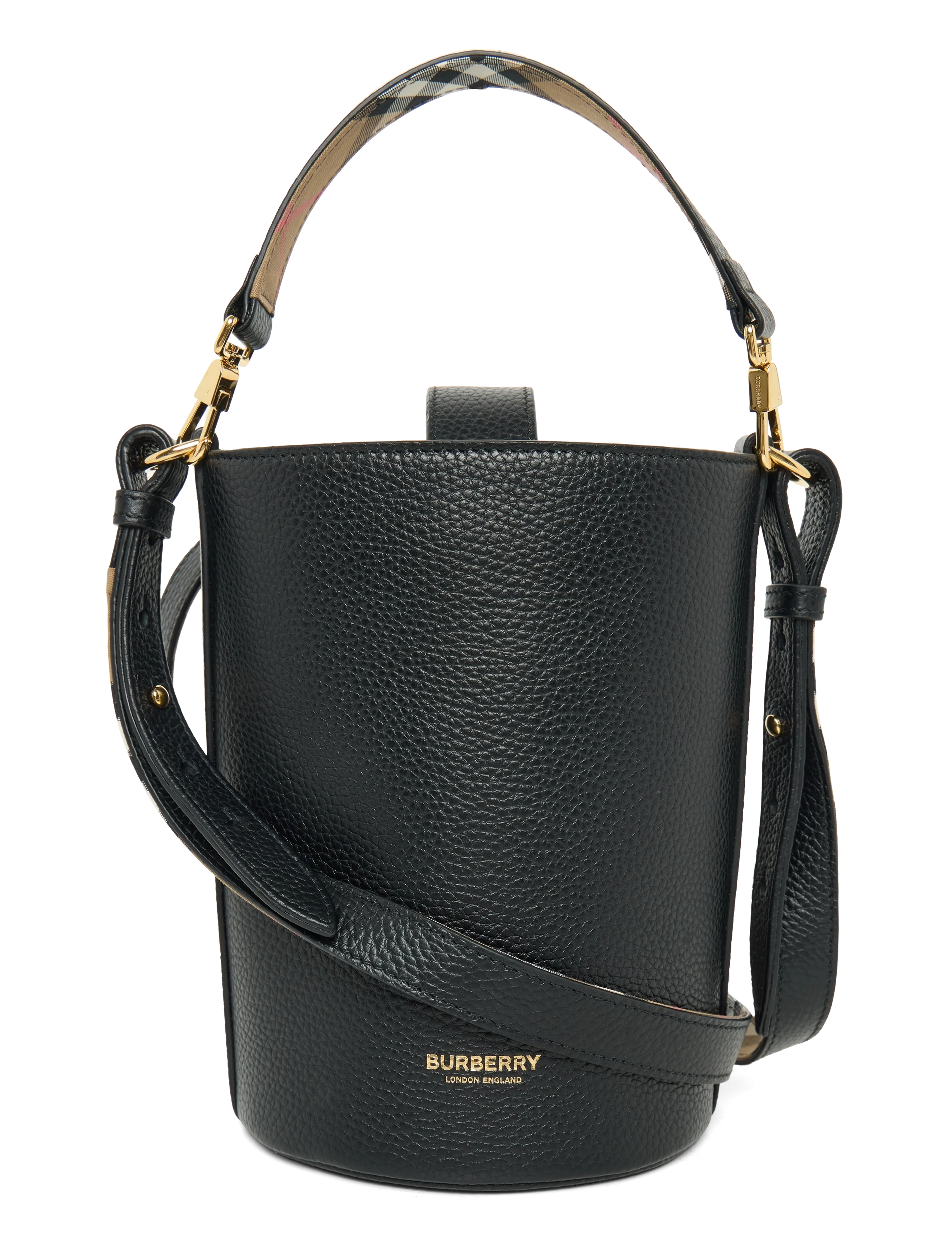 Burberry Small Leather Bucket Bag, Kvinder, Spandtaske, Sort, Str: ONE SIZE