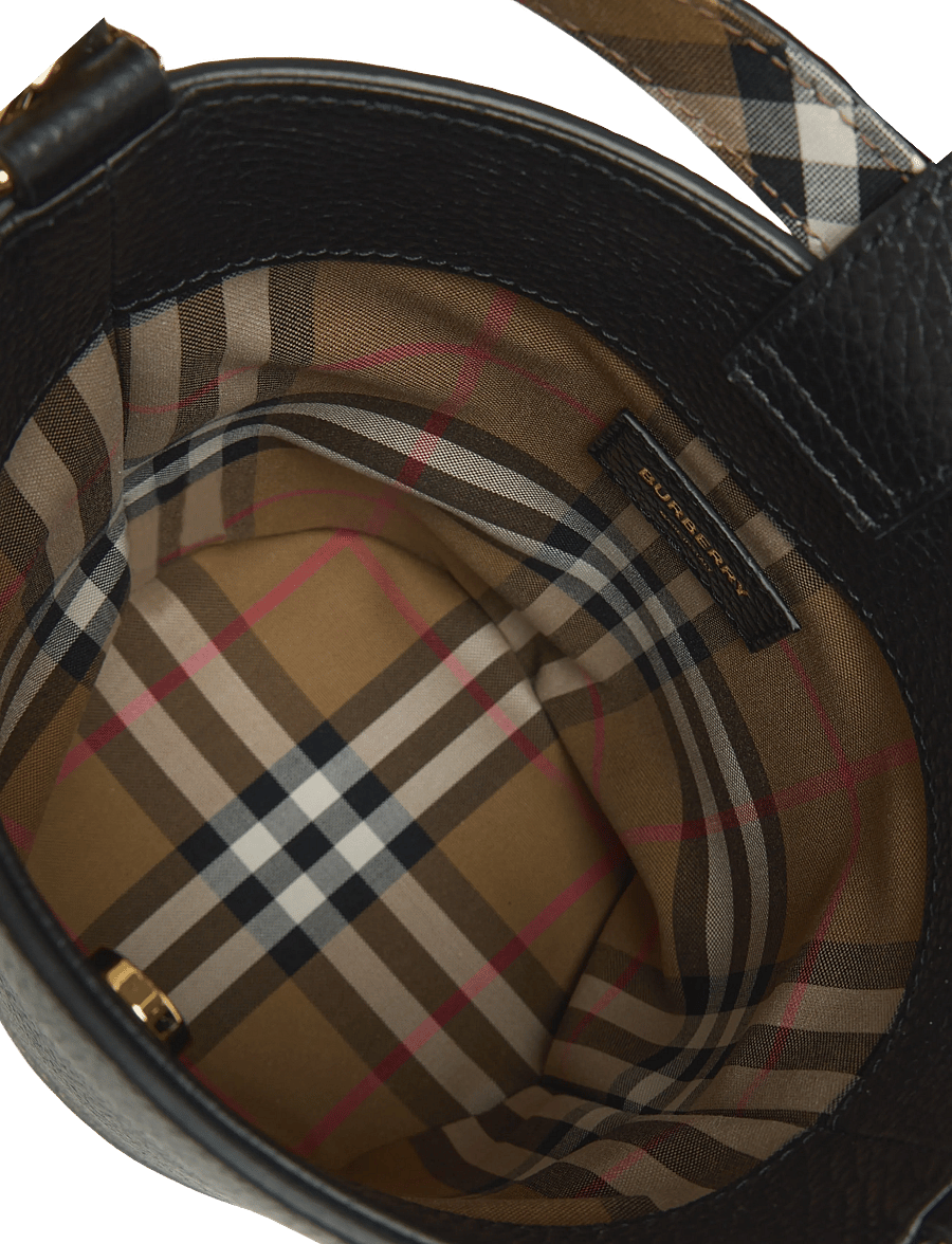 Burberry - Small Leather Bucket Bag - black - 3