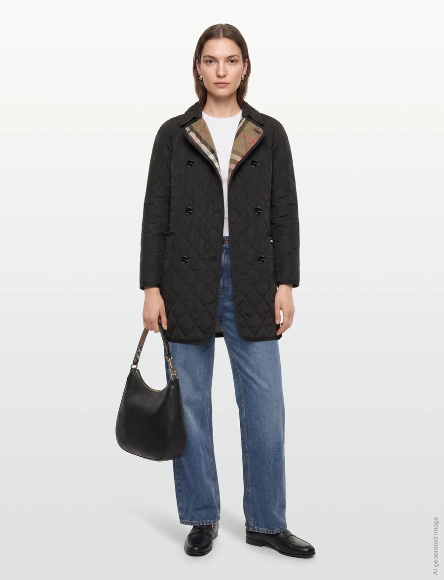 Burberry - Tything Quilted Coat - winterjacken - black - 0