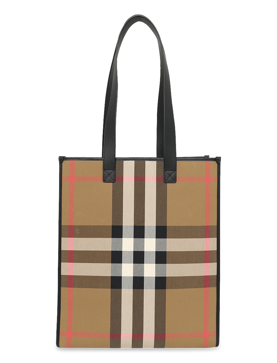 Burberry - Medium Check Book Tote Bag - shoppers - brown - 0