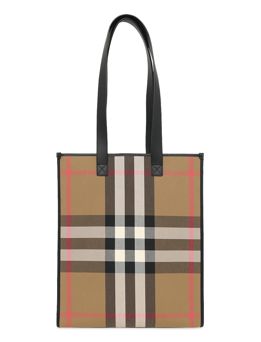 Burberry - Medium Check Book Tote Bag - shoppers - brown - 1