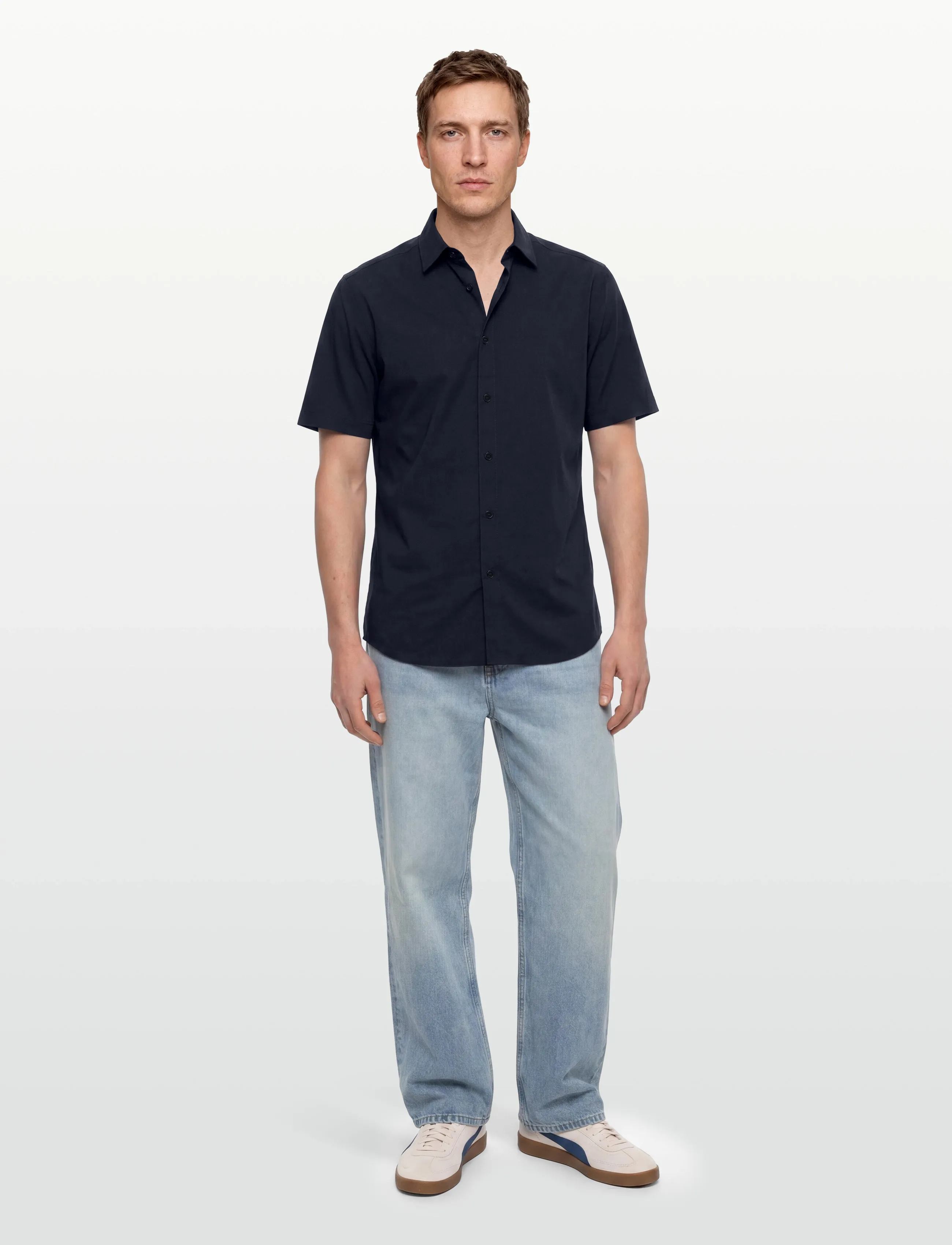 Burberry Shefford Short-Sleeved Shirt, S, Navy, Skjorter > Afslappet Shirts, Herre