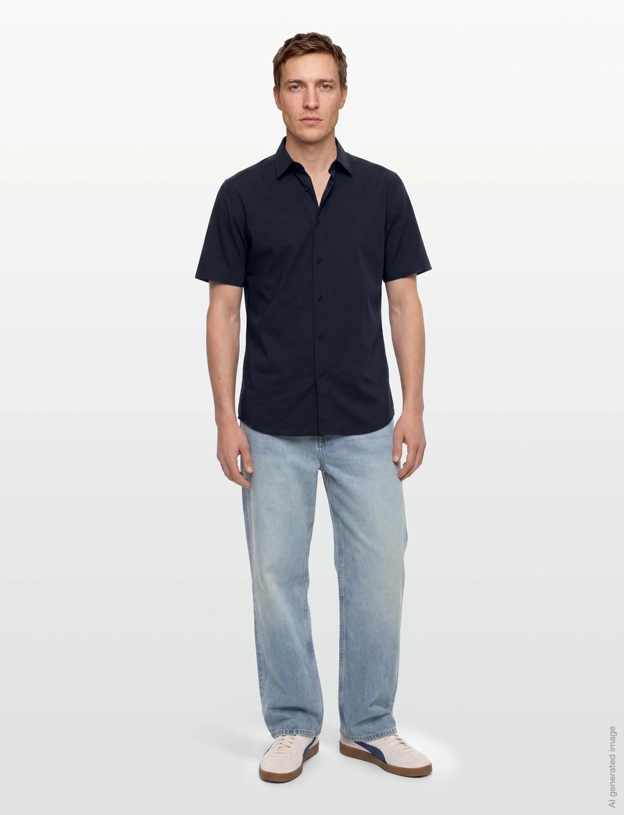 Burberry - Shefford Short-Sleeved Shirt - kortärmade skjortor - navy - 0