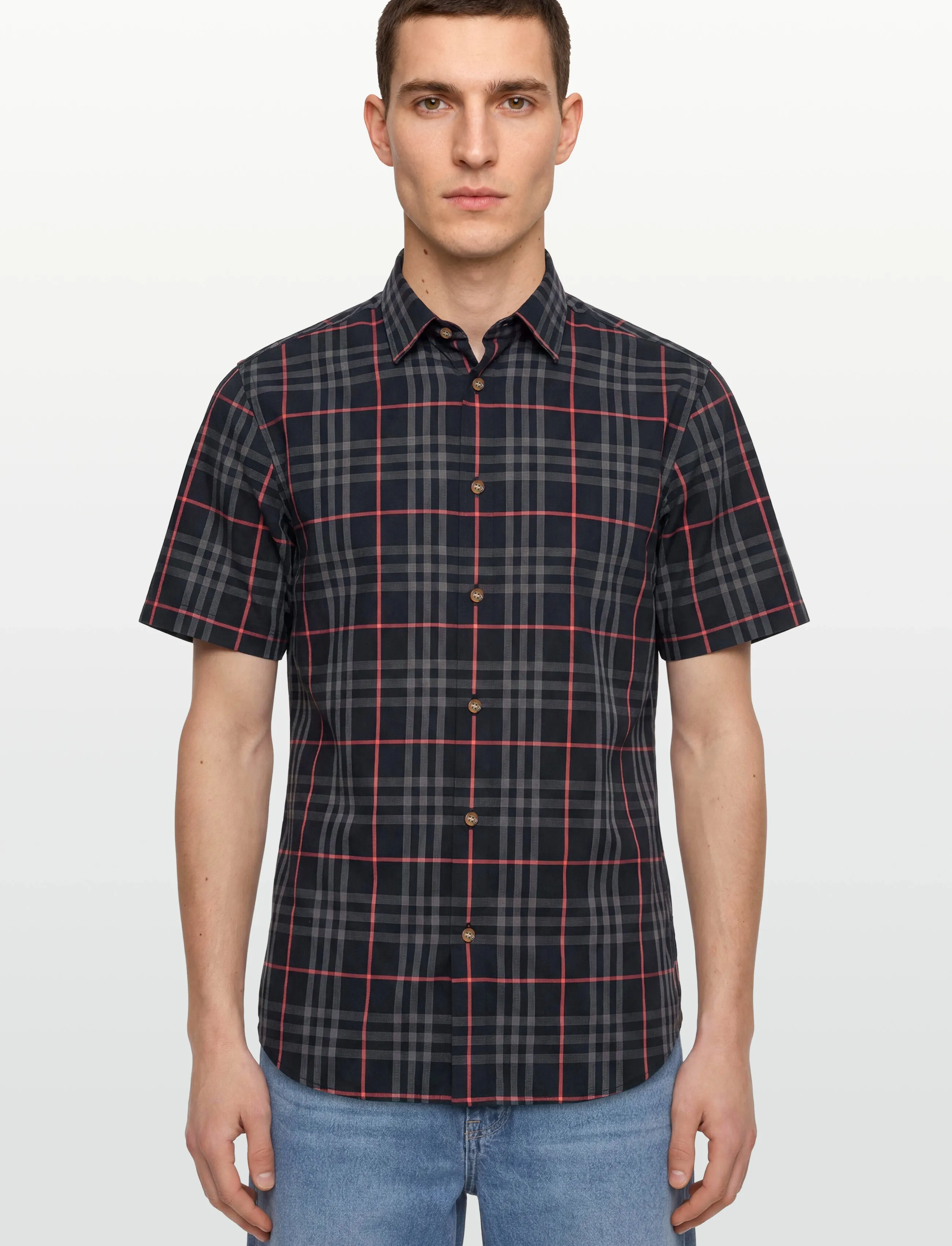 Burberry - Shefford Short-Sleeved Shirt - mustriga särgid - navy - 3