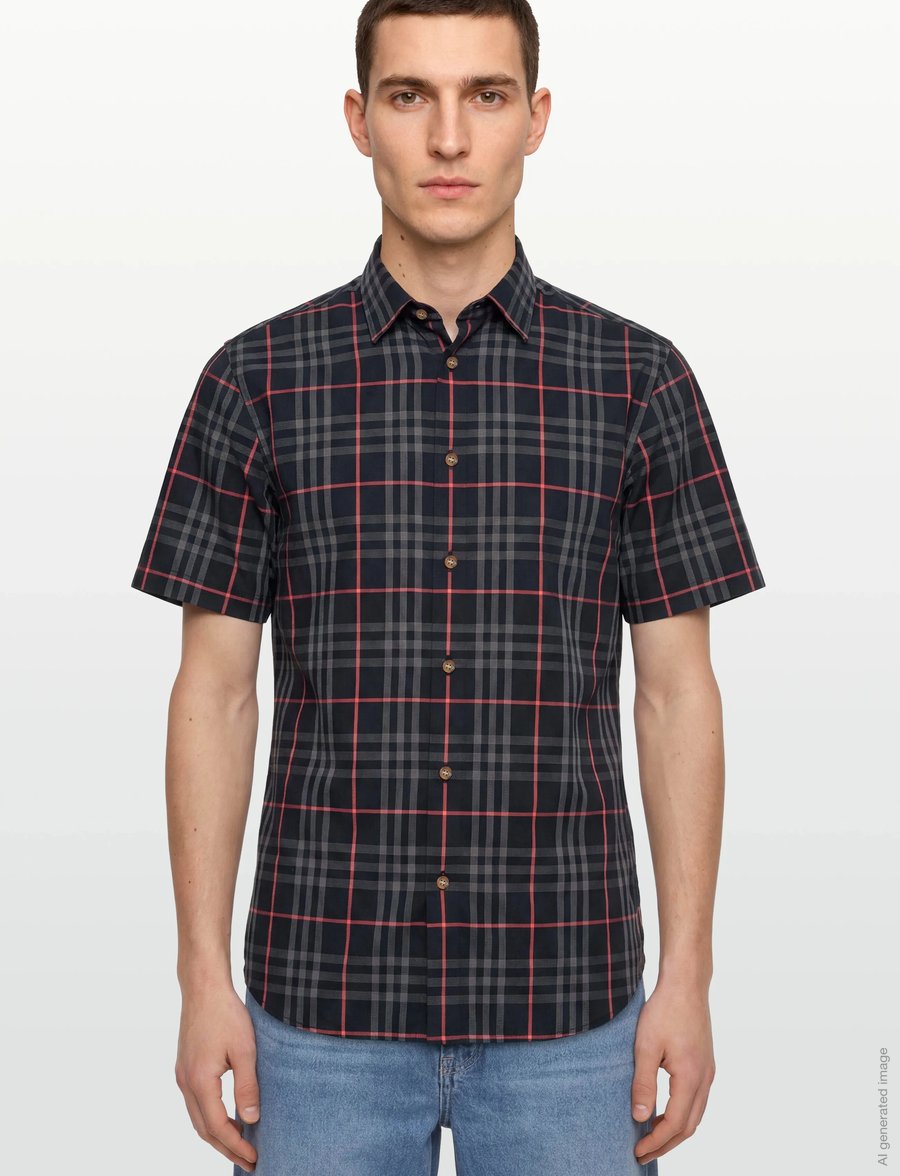 Burberry - Shefford Short-Sleeved Shirt - mustriga särgid - navy - 3