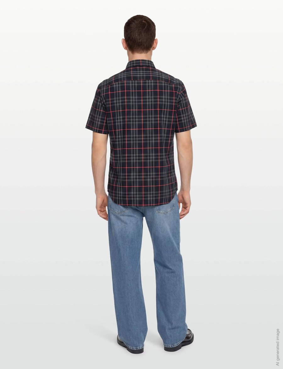 Burberry - Shefford Short-Sleeved Shirt - mustriga särgid - navy - 4