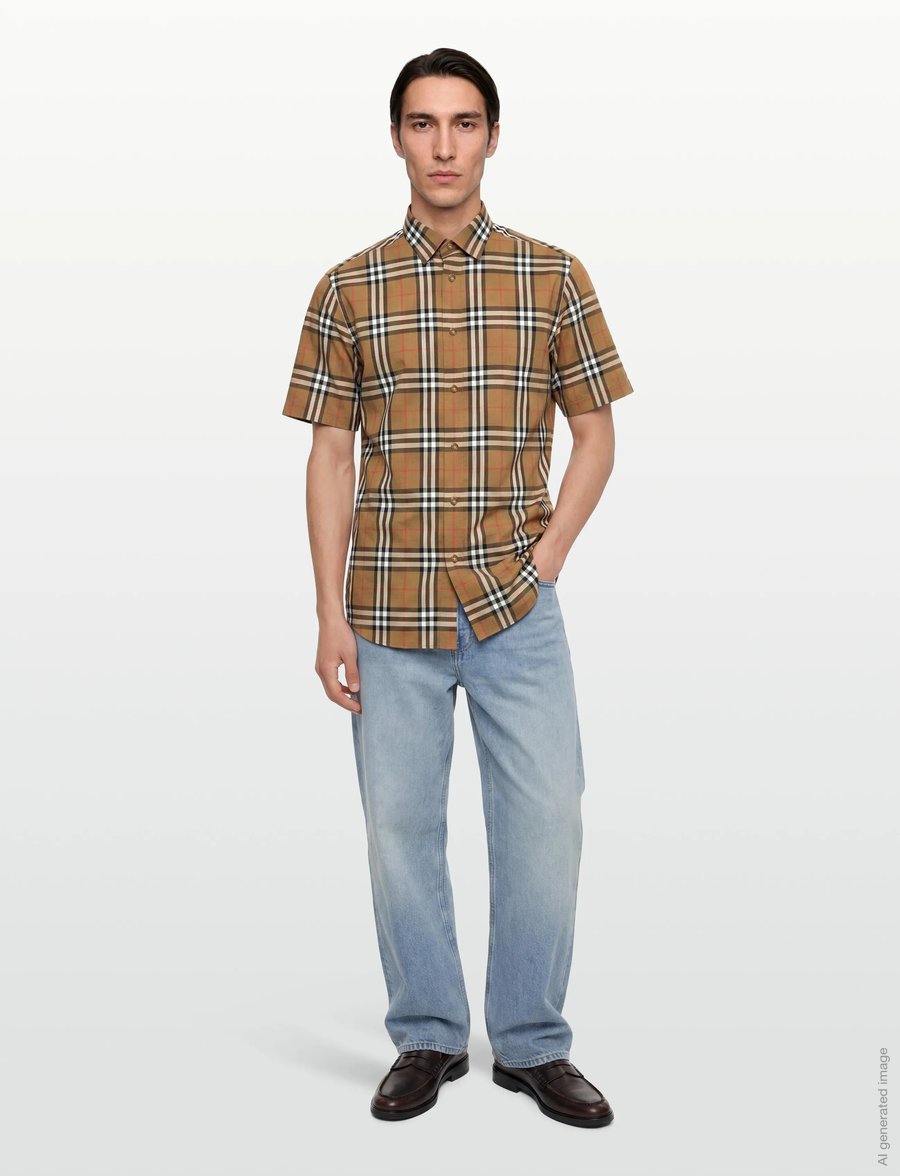 Burberry - Shefford Short-Sleeved Shirt - karierte hemden - brown - 0