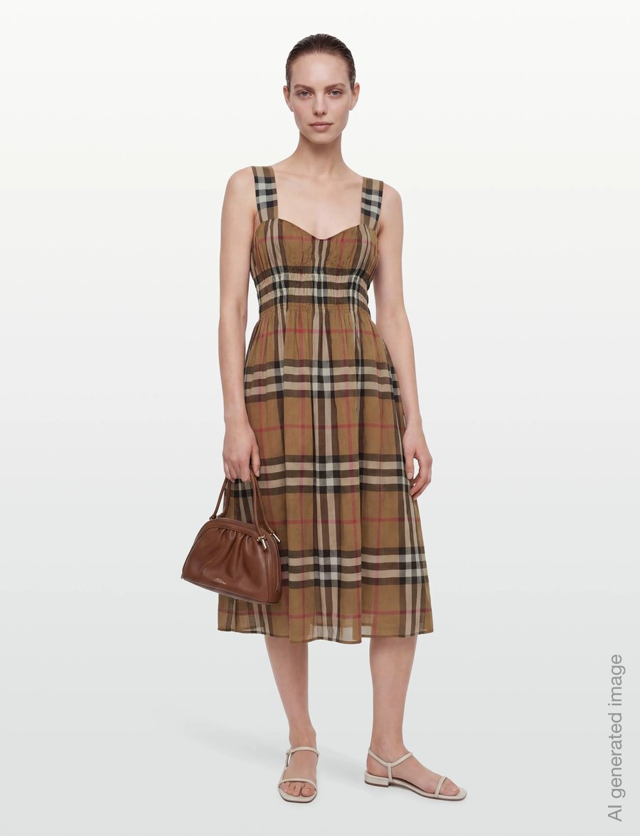 Burberry - Delilah Dress - sommerkjoler - taupe brown ip check - 0