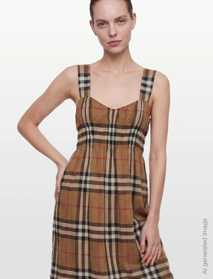 Burberry - Delilah Dress - sommerkjoler - taupe brown ip check - 3