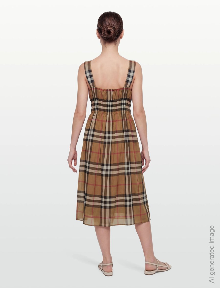 Burberry - Delilah Dress - sommerkjoler - taupe brown ip check - 4