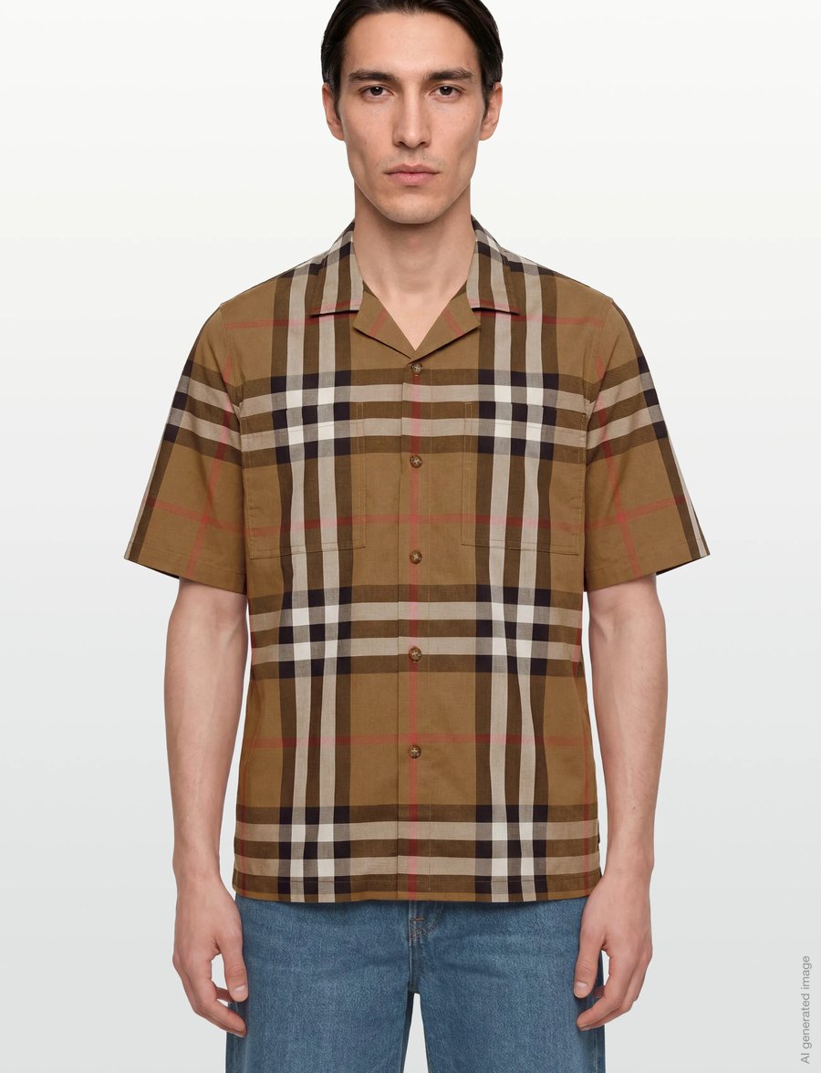 Burberry - Elio Short-Sleeved Shirt - karierte hemden - brown - 3