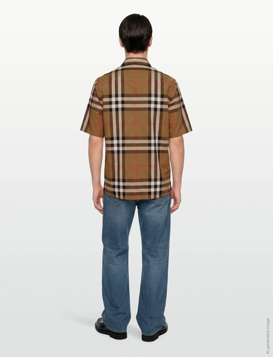 Burberry - Elio Short-Sleeved Shirt - karierte hemden - brown - 4