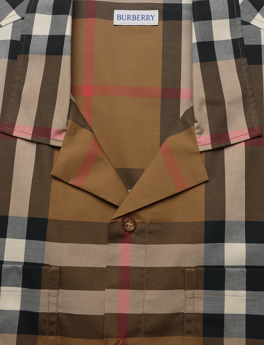 Burberry - Elio Short-Sleeved Shirt - karierte hemden - brown - 5