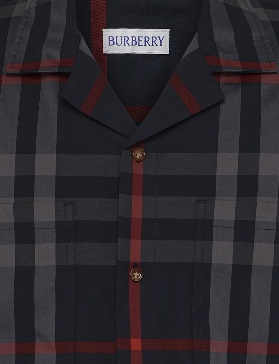 Burberry - Elio Short-Sleeved Shirt - karierte hemden - navy - 5