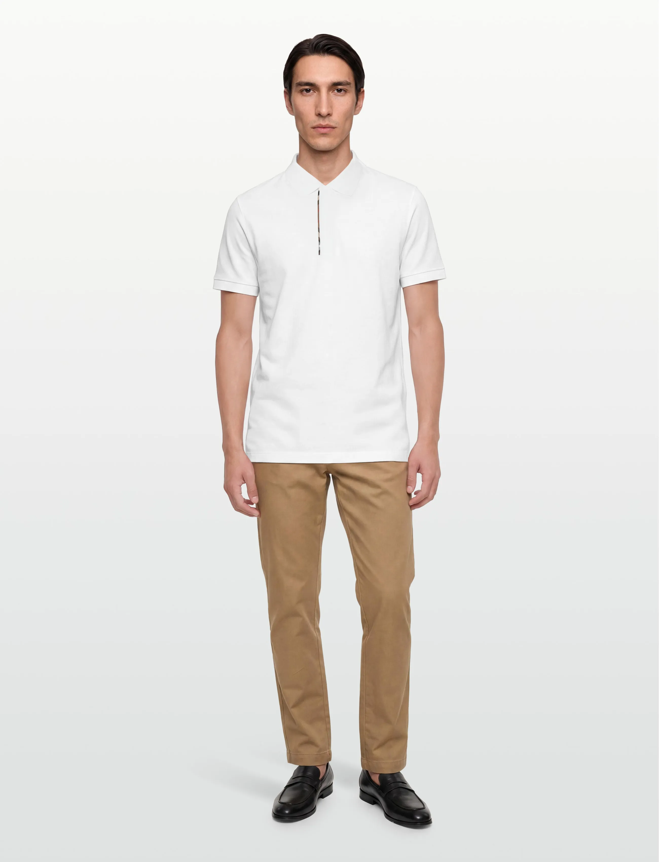 Burberry Hartford Zip Polo T-Shirt, M, Polos, Weiß - Short-sleeved, Männerswear