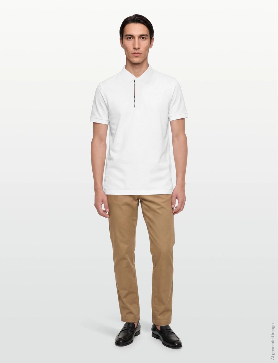 Burberry - Hartford Zip Polo T-shirt - kurzärmelig - white - 0