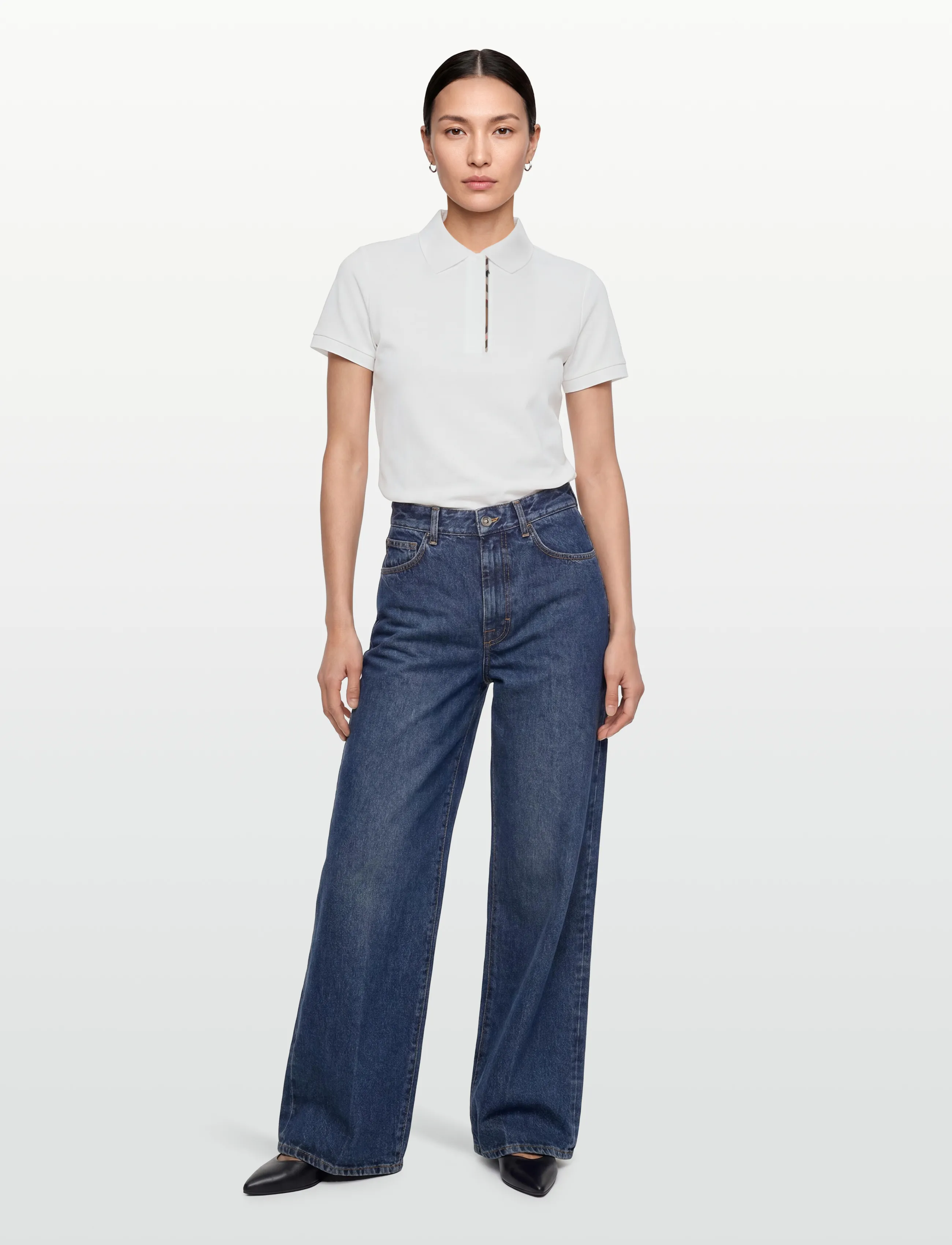 Burberry Andie Zip Polo T-Shirt, S, T-shirts & Oberteile, Weiß - Polos, Frauen