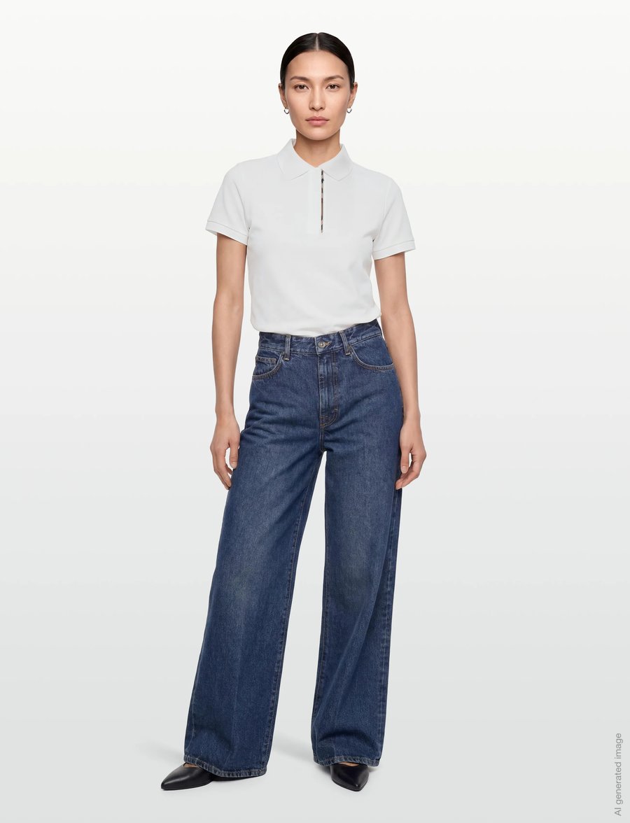 Burberry - Andie Zip Polo T-shirt - poloer - white - 0