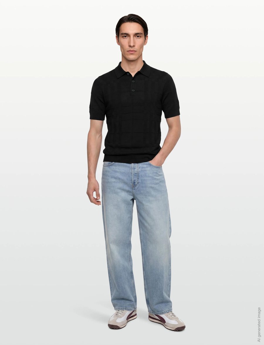 Burberry - Kieran Polo T-Shirt - langärmlige strick-polohemden - black - 0