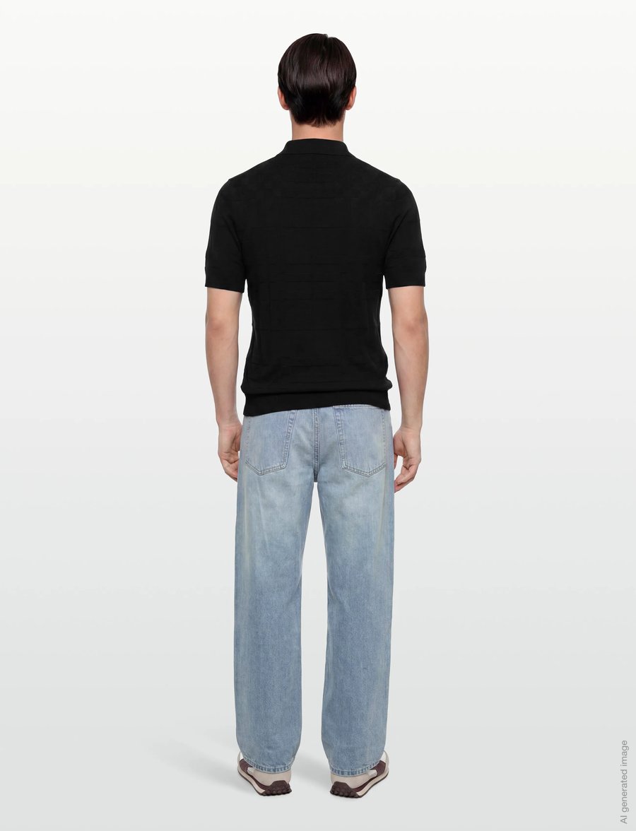Burberry - Kieran Polo T-Shirt - langärmlige strick-polohemden - black - 4