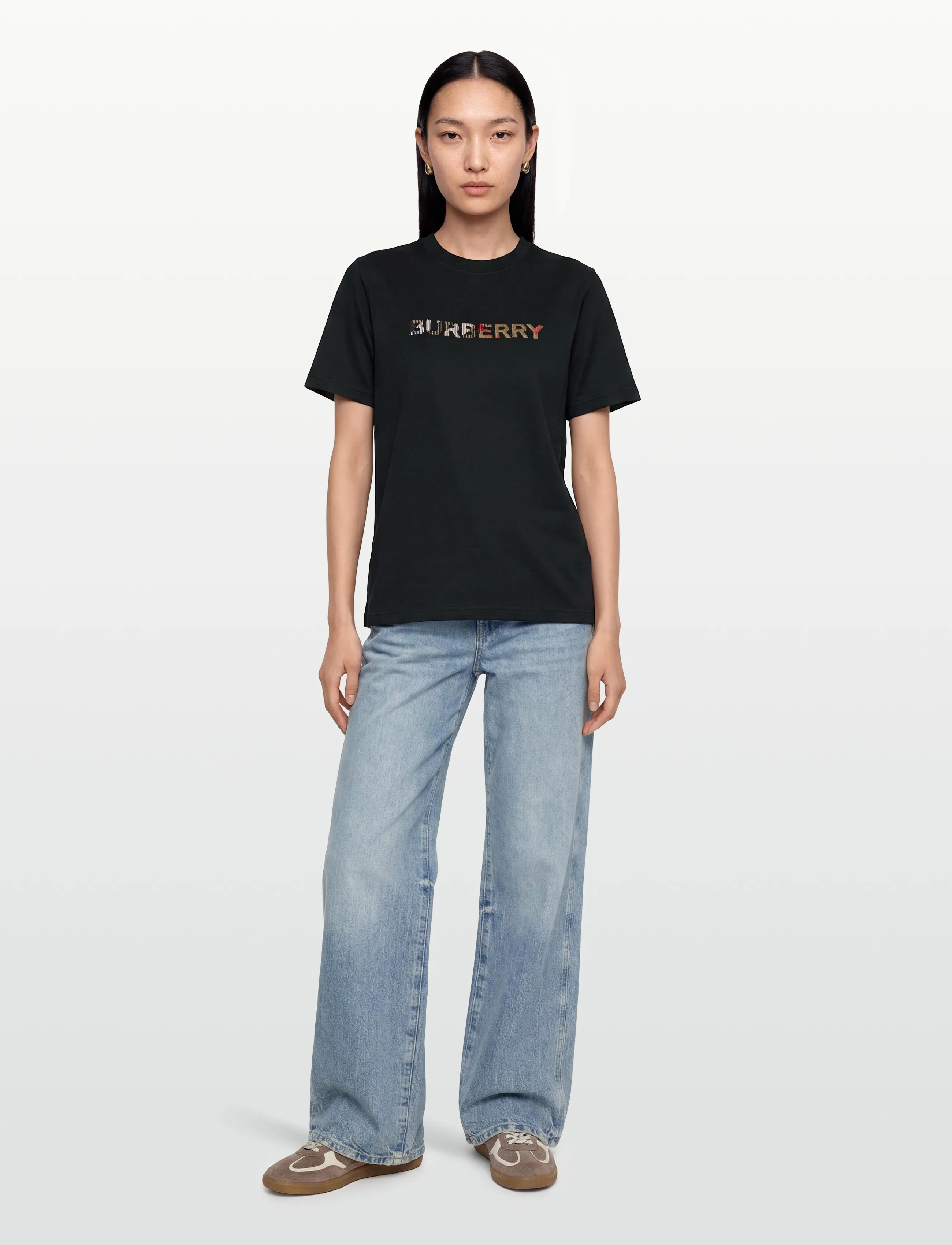 Burberry Maud Embroidered T-Shirt, XL, Black, T-Shirts & Toppe > Kortærmede, Dame