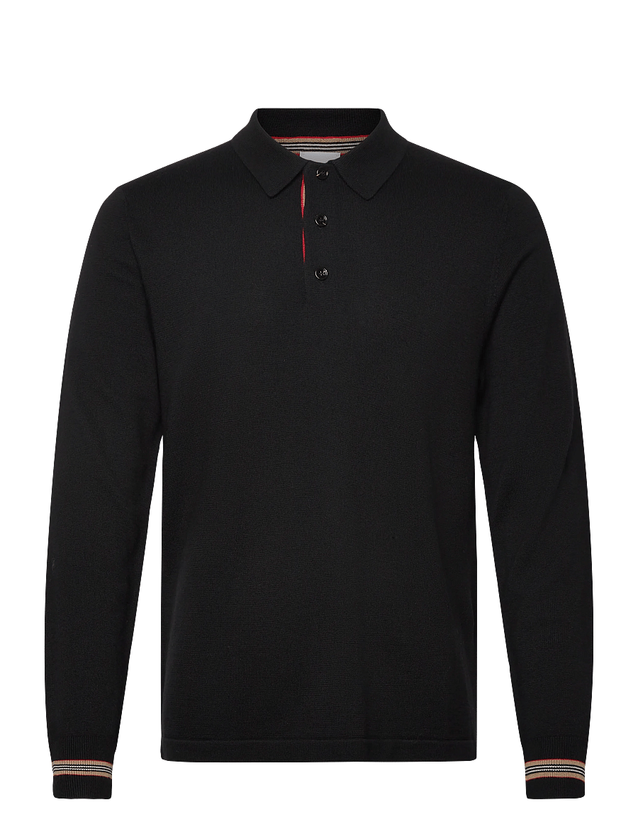Burberry - PACE - langärmelige strick-polohemden - black - 1