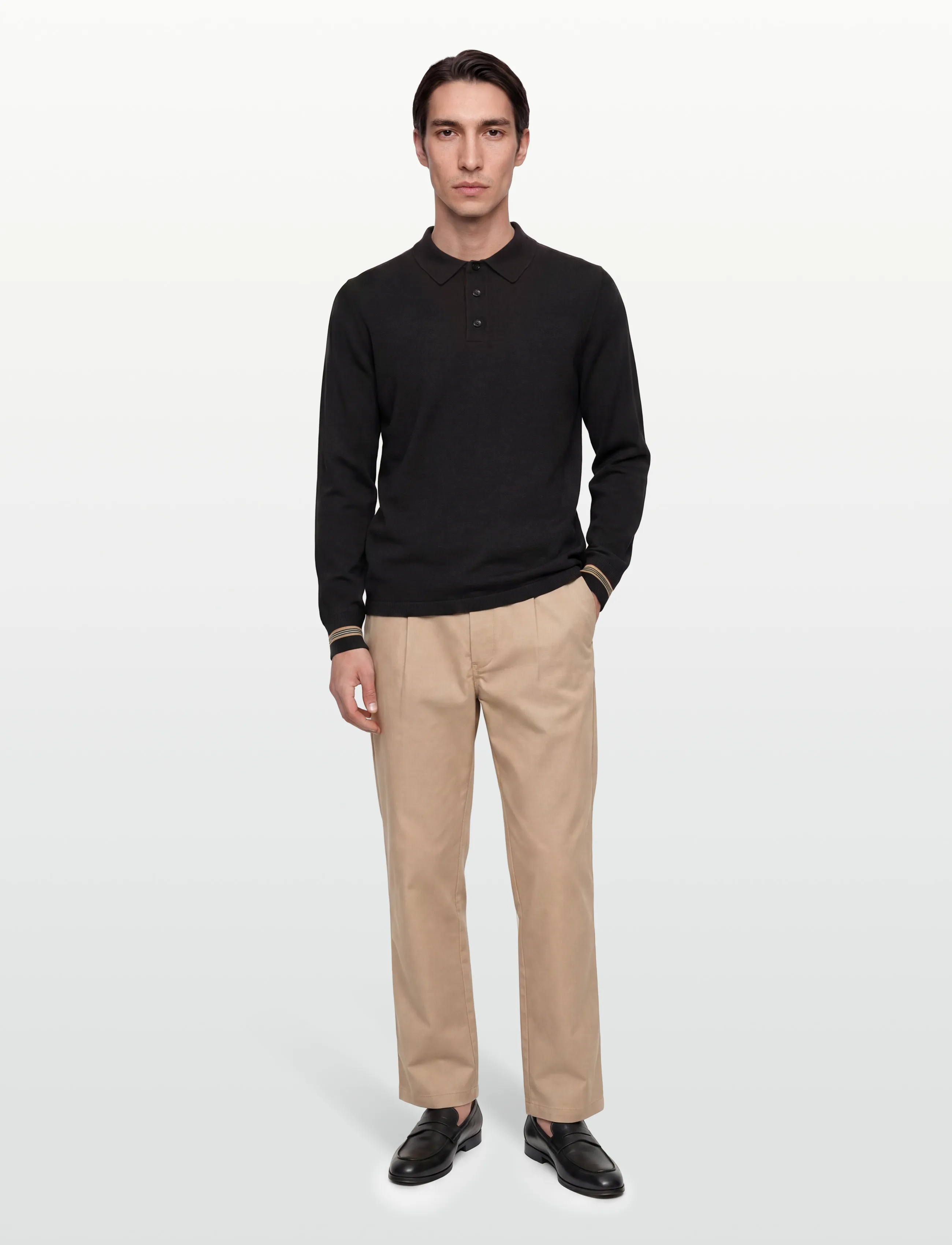 Burberry PACE - Poloer i strik med lange ærmer - BLACK / black