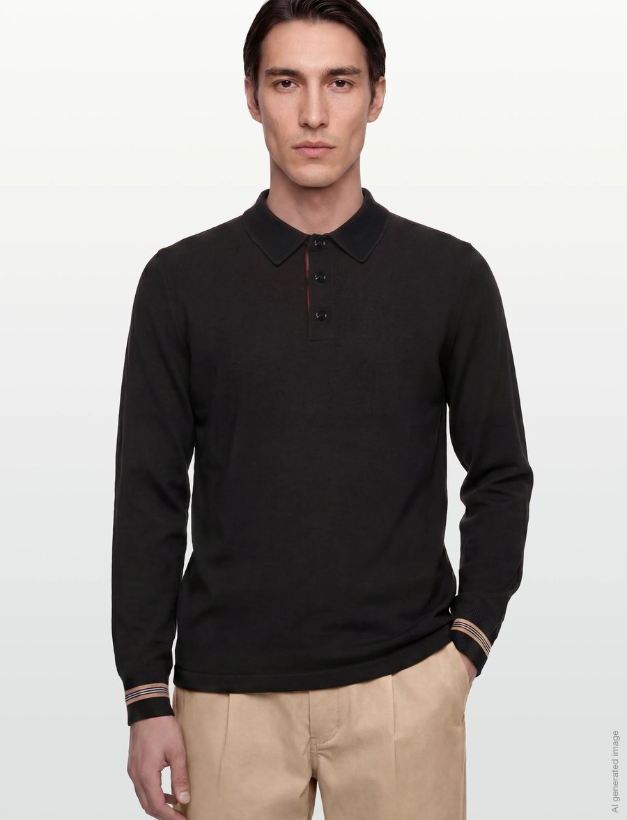 Burberry - PACE - langärmelige strick-polohemden - black - 3