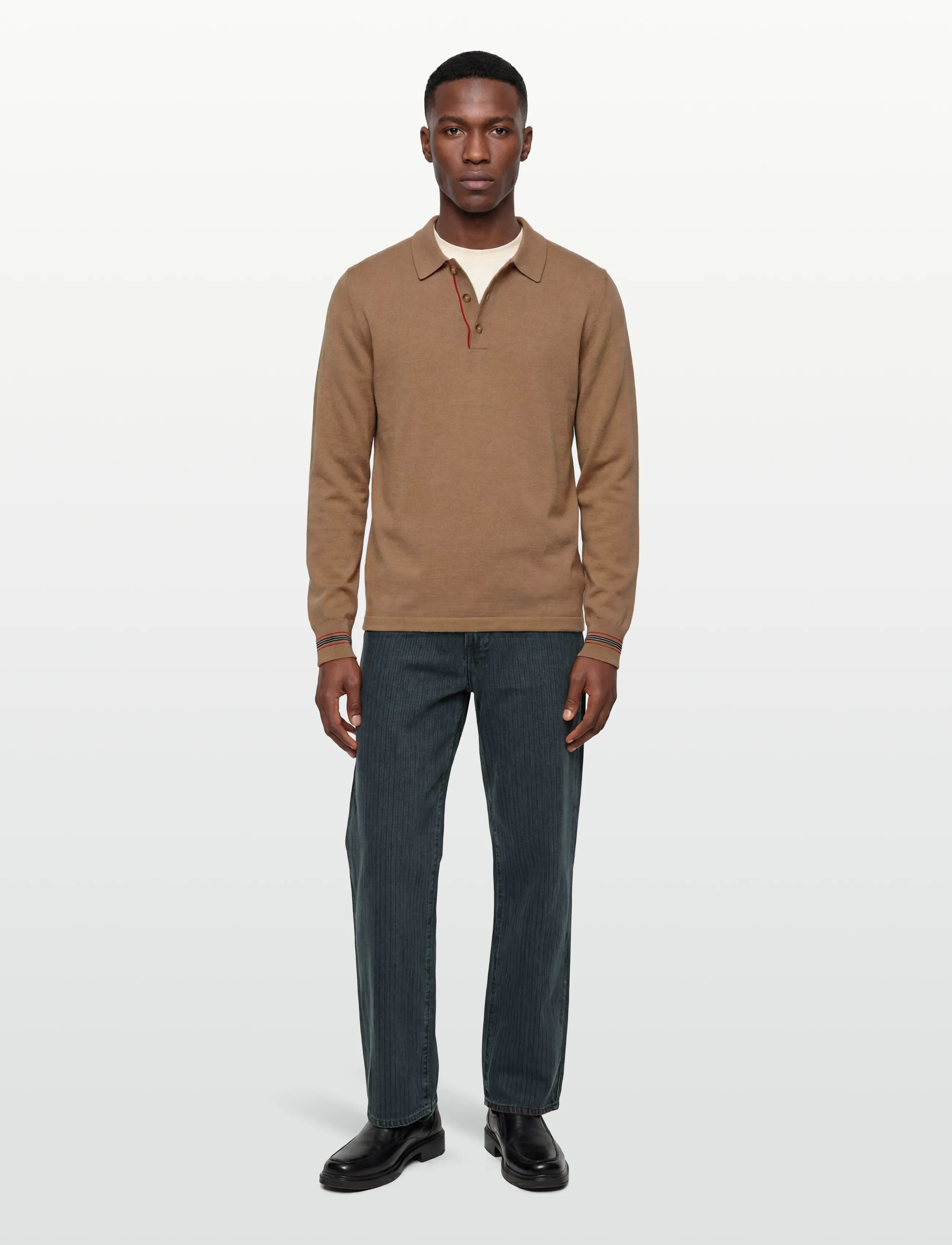 Burberry PACE - Poloer i strik med lange ærmer - CAMEL / beige