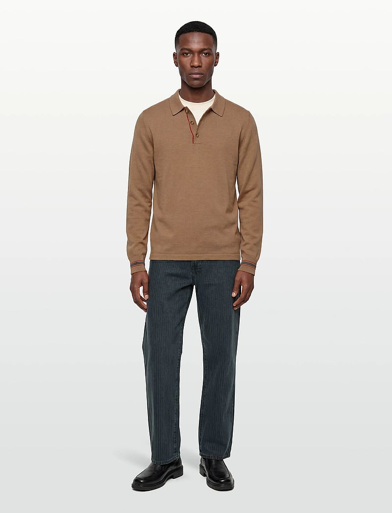 Burberry - PACE - langärmelige gestrickte polohemden - camel - 0