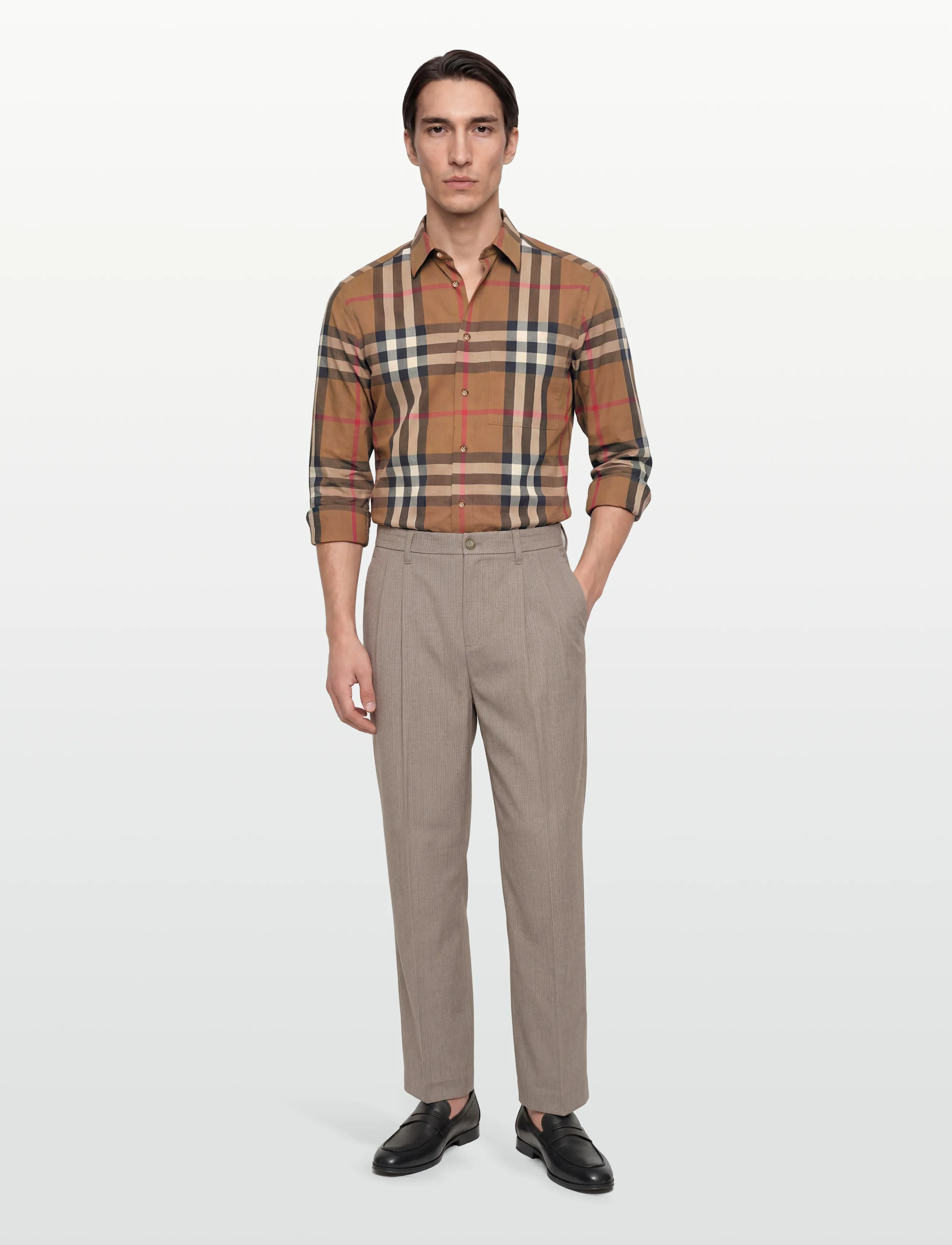 Burberry CLAVERDON LS CHK - Shirts - TAUPE BROWN IP CHECK / brown