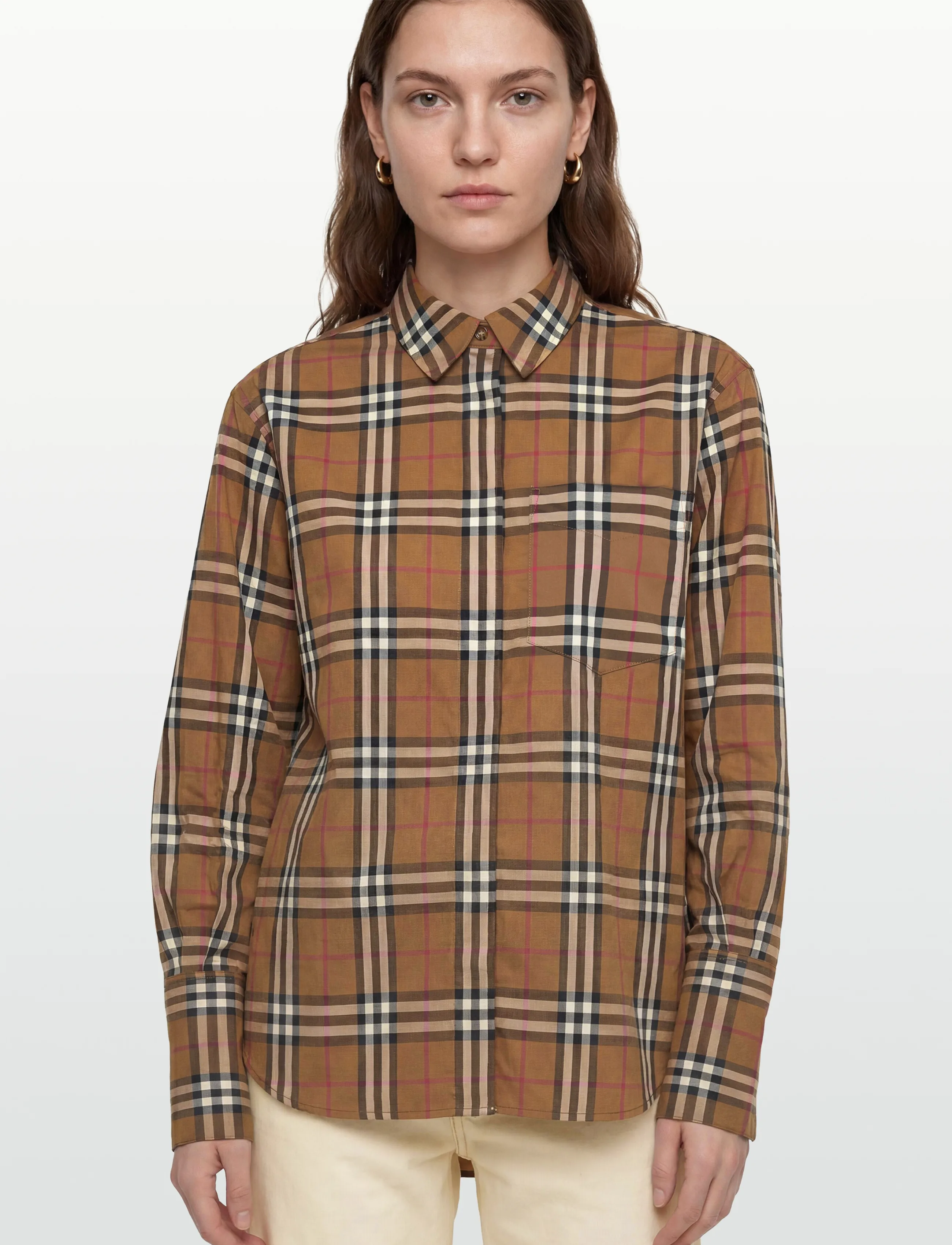 Burberry - IVERY SHIRT CHK - denimskjorter - taupe brown ip check - 3