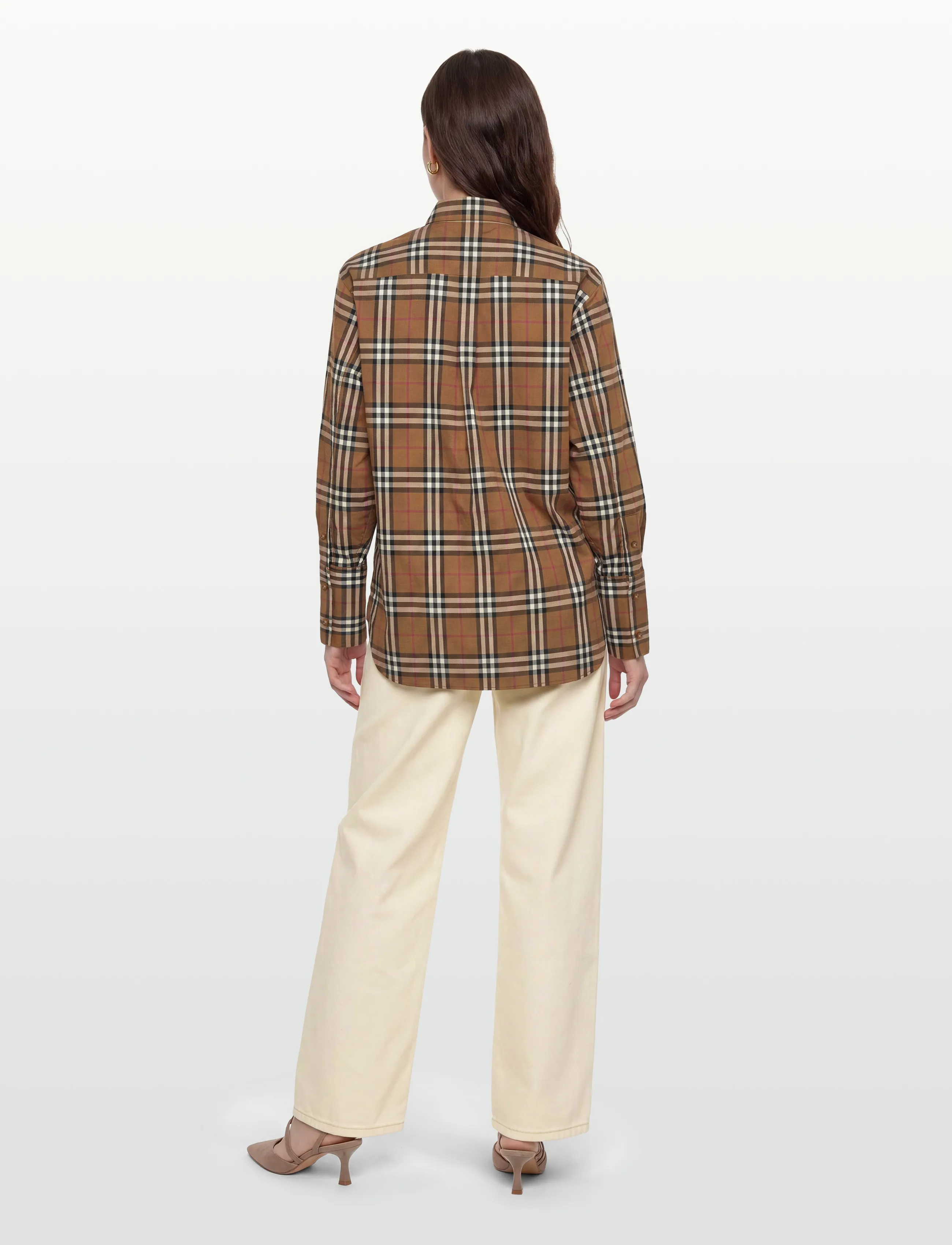 Burberry - IVERY SHIRT CHK - denimskjorter - taupe brown ip check - 4