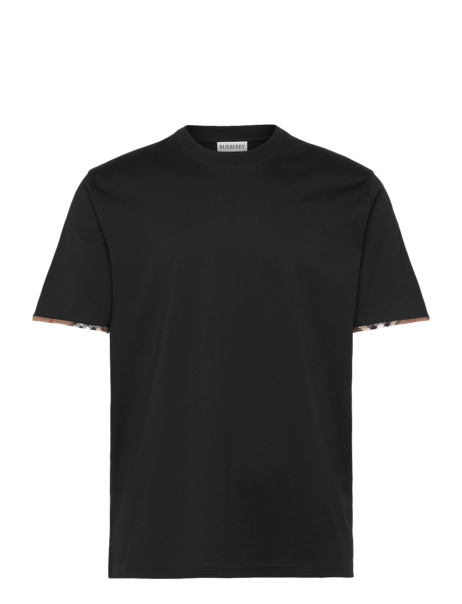 Burberry - ELLISON CHK TR - short-sleeved t-shirts - black - 1