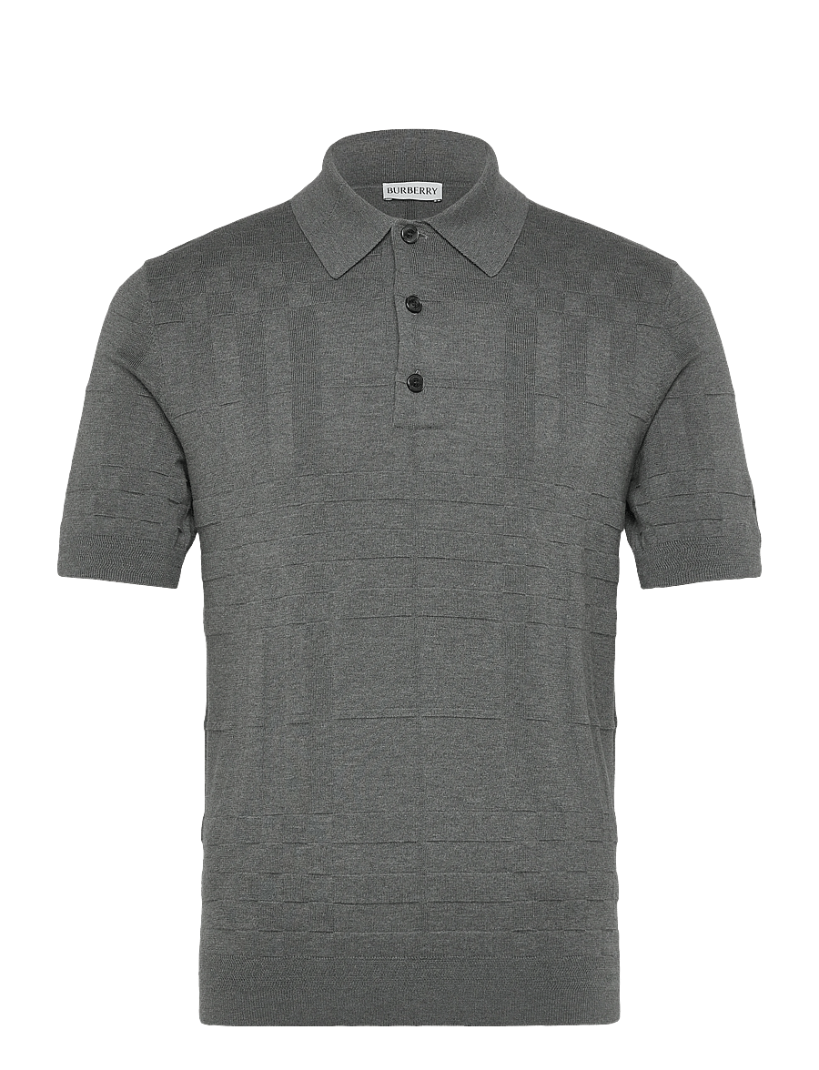 Burberry - KIERAN CHK - langärmlige strick-polohemden - dark grey melange - 1