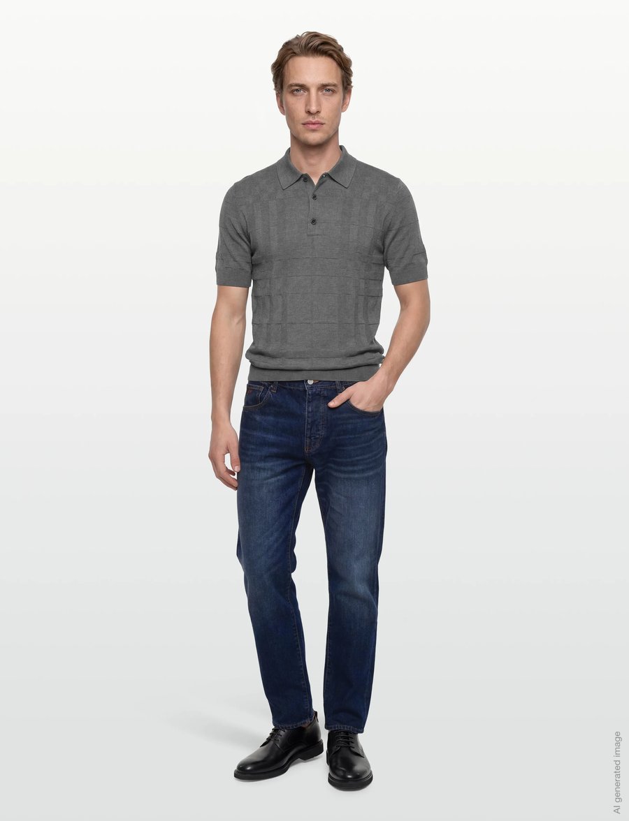 Burberry - KIERAN CHK - langärmlige strick-polohemden - dark grey melange - 0