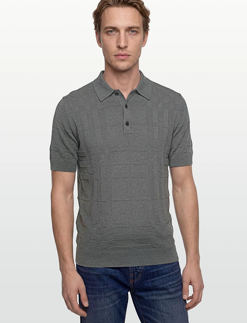 Burberry - KIERAN CHK - gestrickte polohemden - dark grey melange - 3