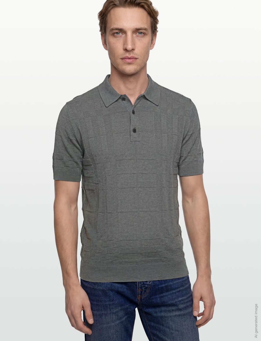 Burberry - KIERAN CHK - langärmlige strick-polohemden - dark grey melange - 3