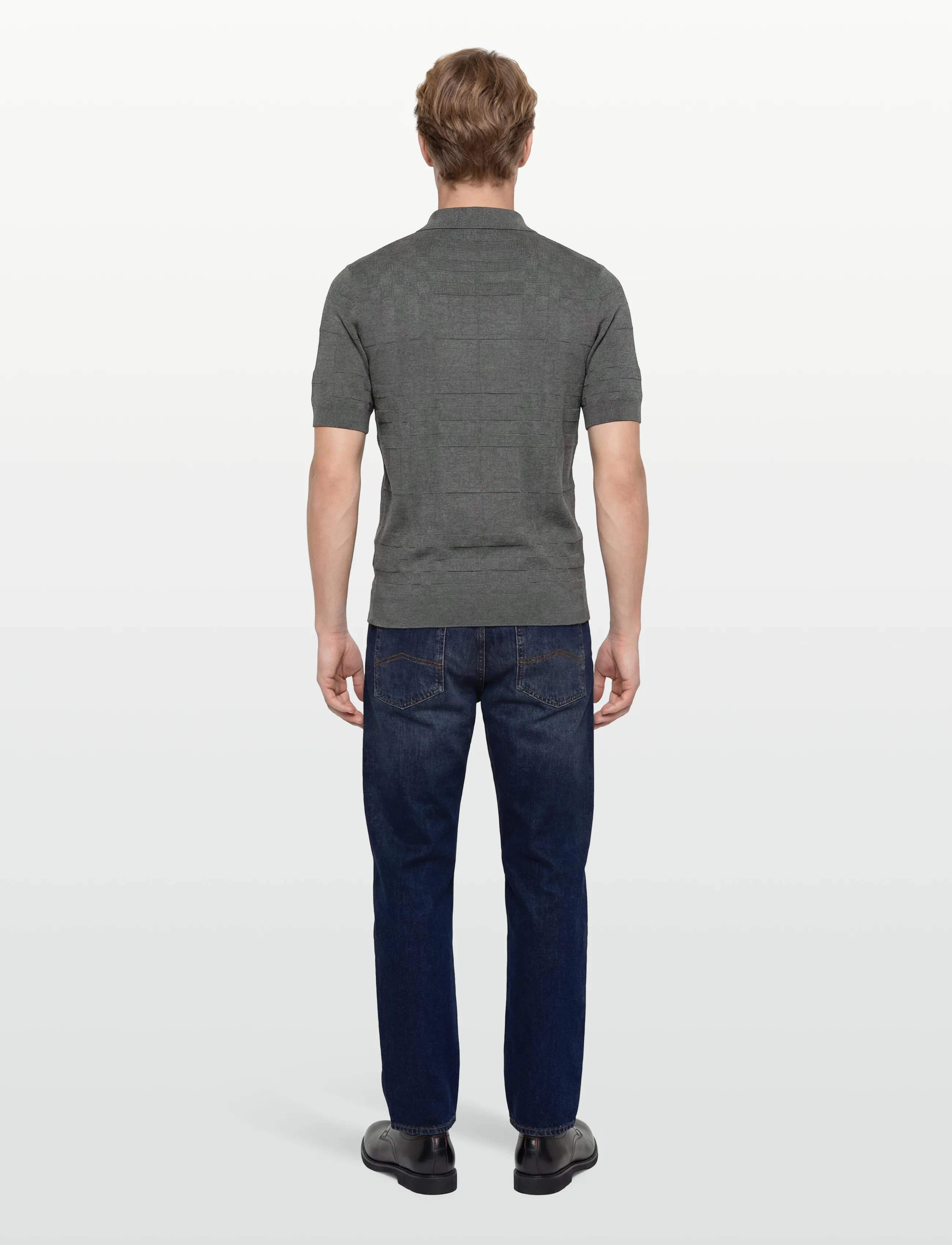 Burberry - KIERAN CHK - polostrik - dark grey melange - 4