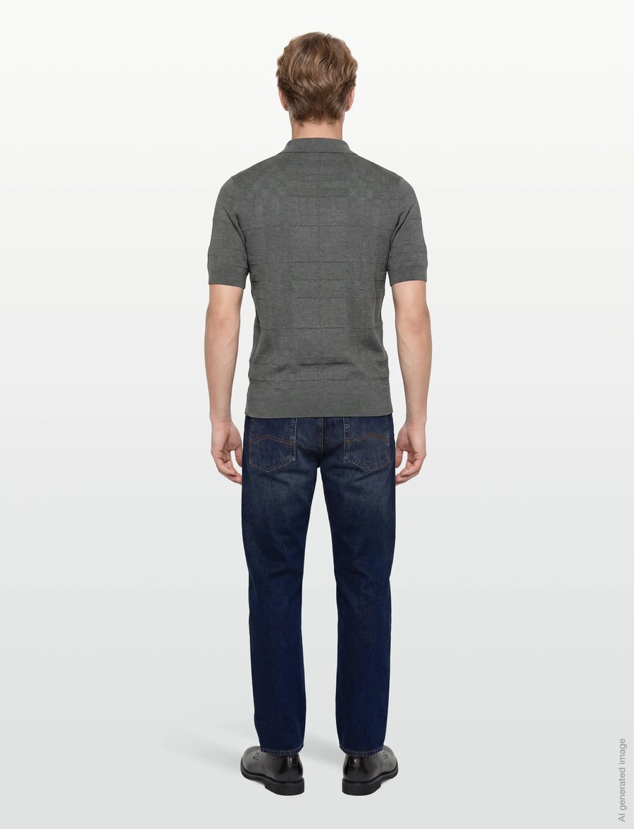 Burberry - KIERAN CHK - langärmlige strick-polohemden - dark grey melange - 4