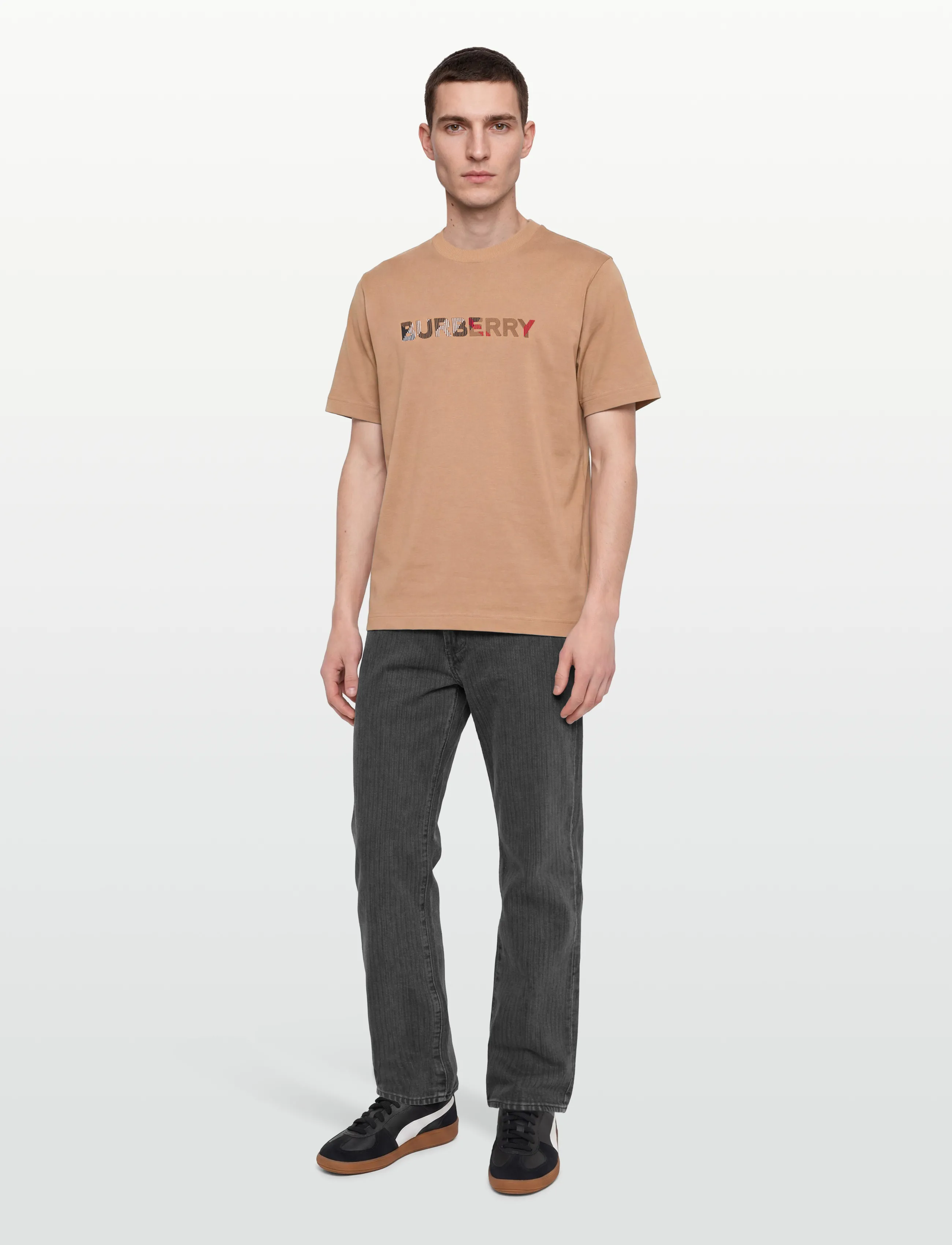 Burberry Ellison Emb, L, T-shirts, Beige - Short-sleeved, Männerswear