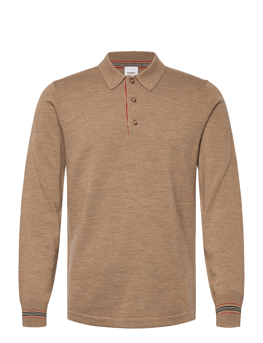 Burberry - PACE - pikkade varrukatega kootud polosärgid - camel melange - 1