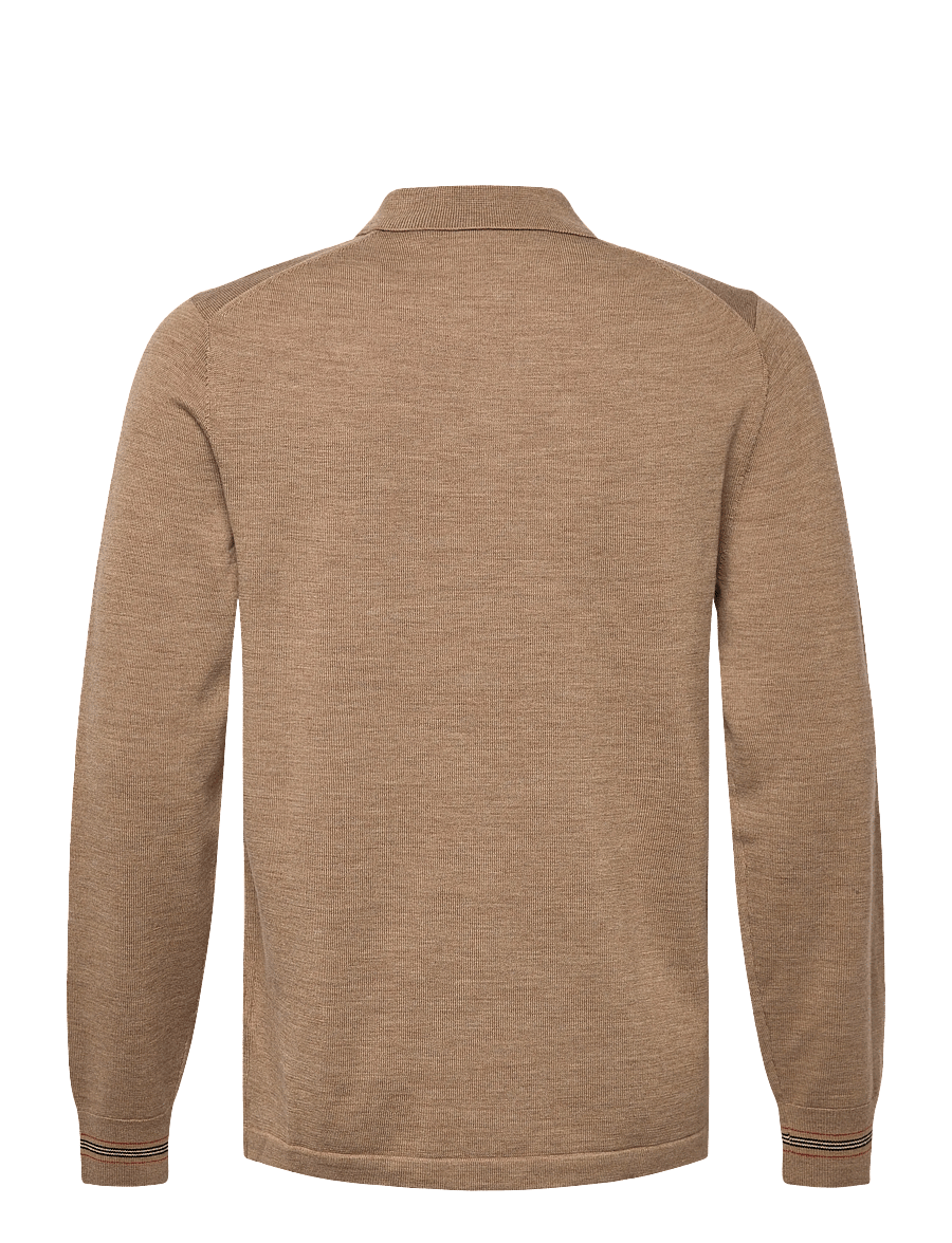 Burberry - PACE - pikkade varrukatega kootud polosärgid - camel melange - 2