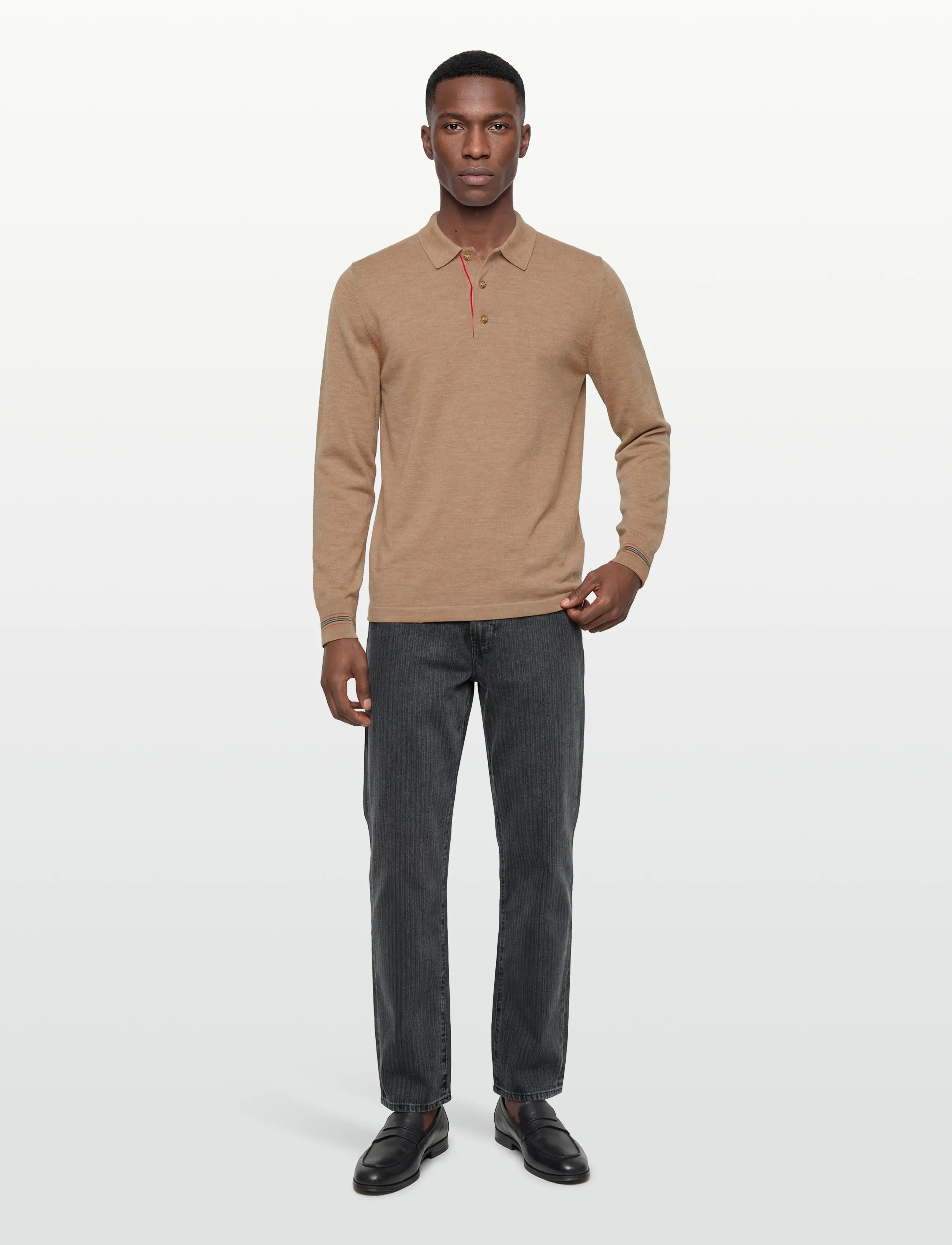 Burberry PACE - Poloer i strik med lange ærmer - CAMEL MELANGE / beige