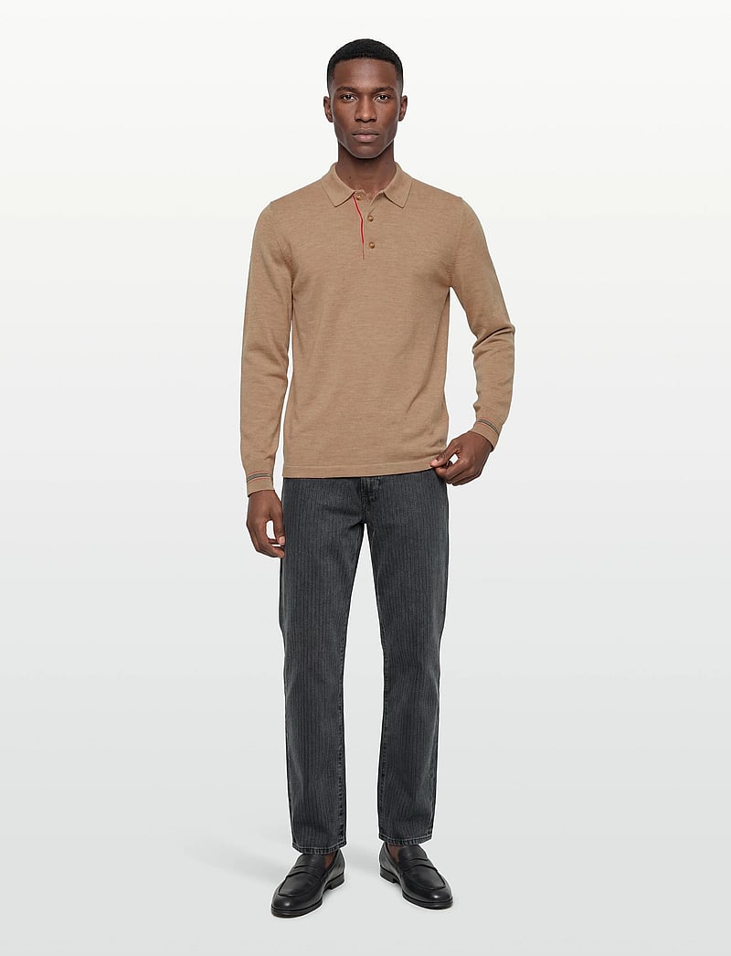 Burberry - PACE - long-sleeved knitted polos - camel melange - 0