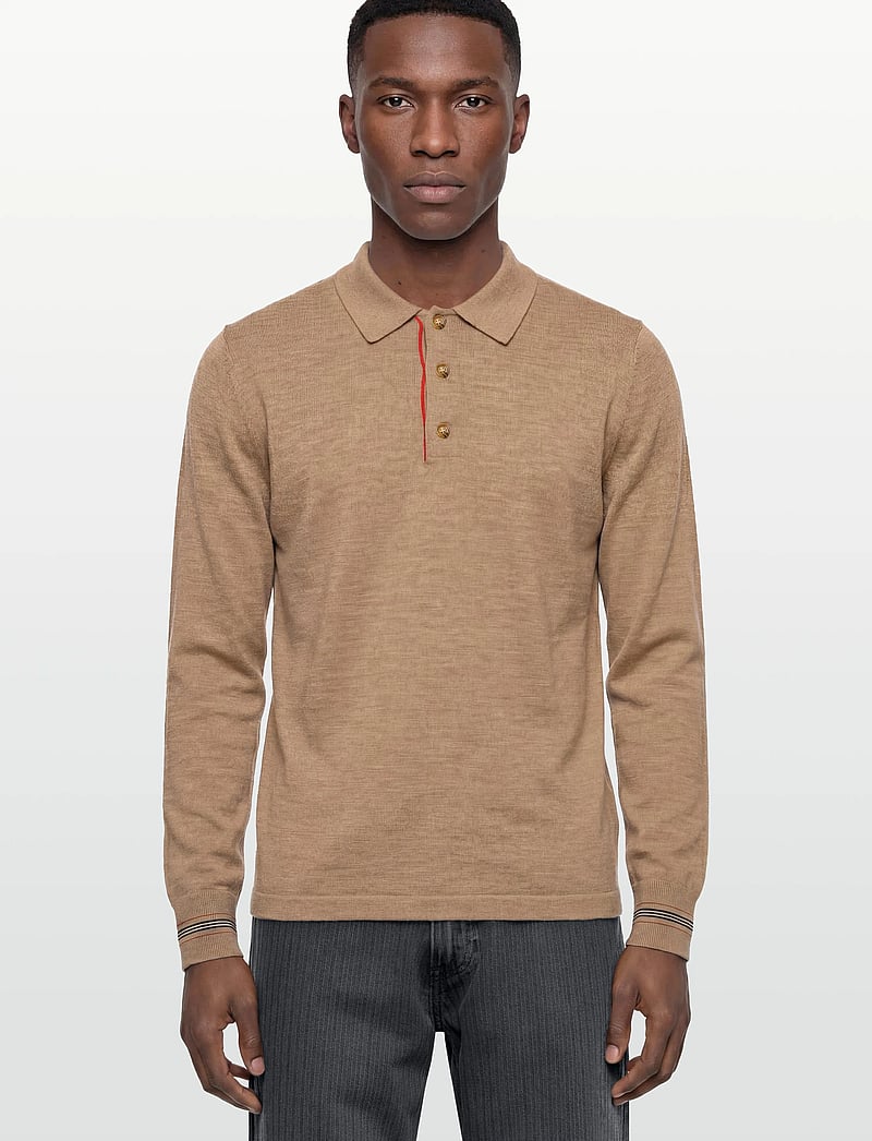 Burberry - PACE - long-sleeved knitted polos - camel melange - 3