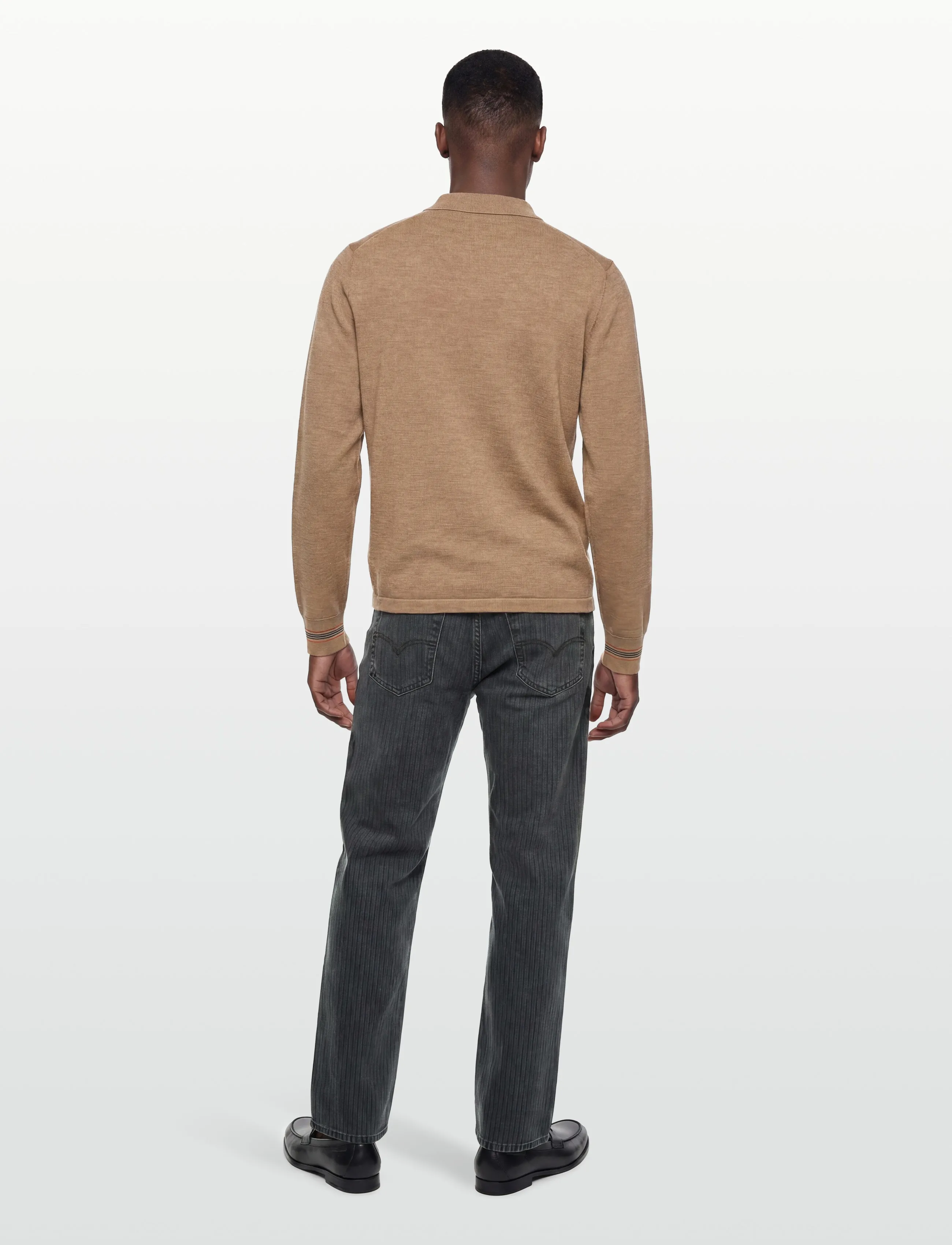 Burberry - PACE - pikkade varrukatega kootud polosärgid - camel melange - 4