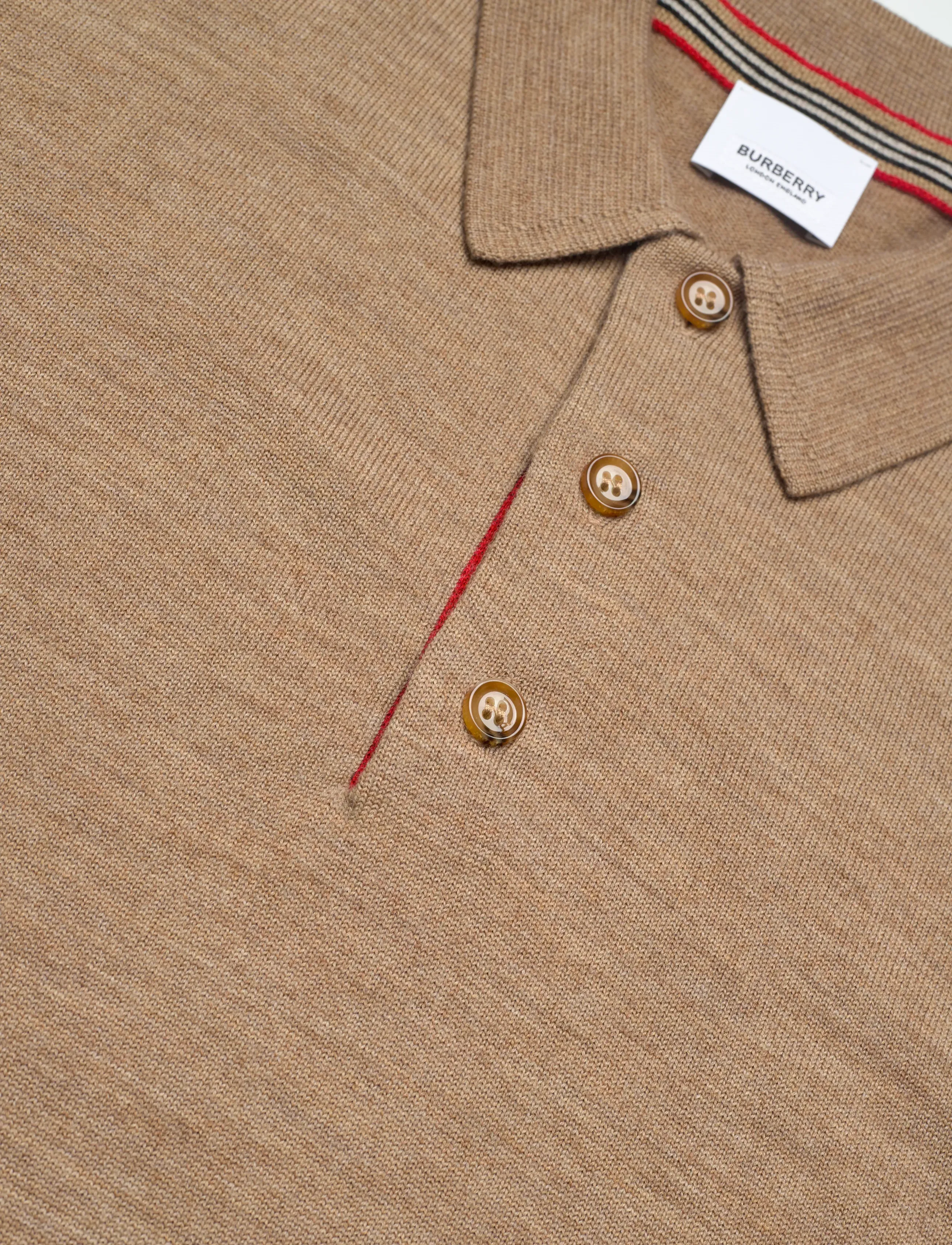 Burberry - PACE - pikkade varrukatega kootud polosärgid - camel melange - 5