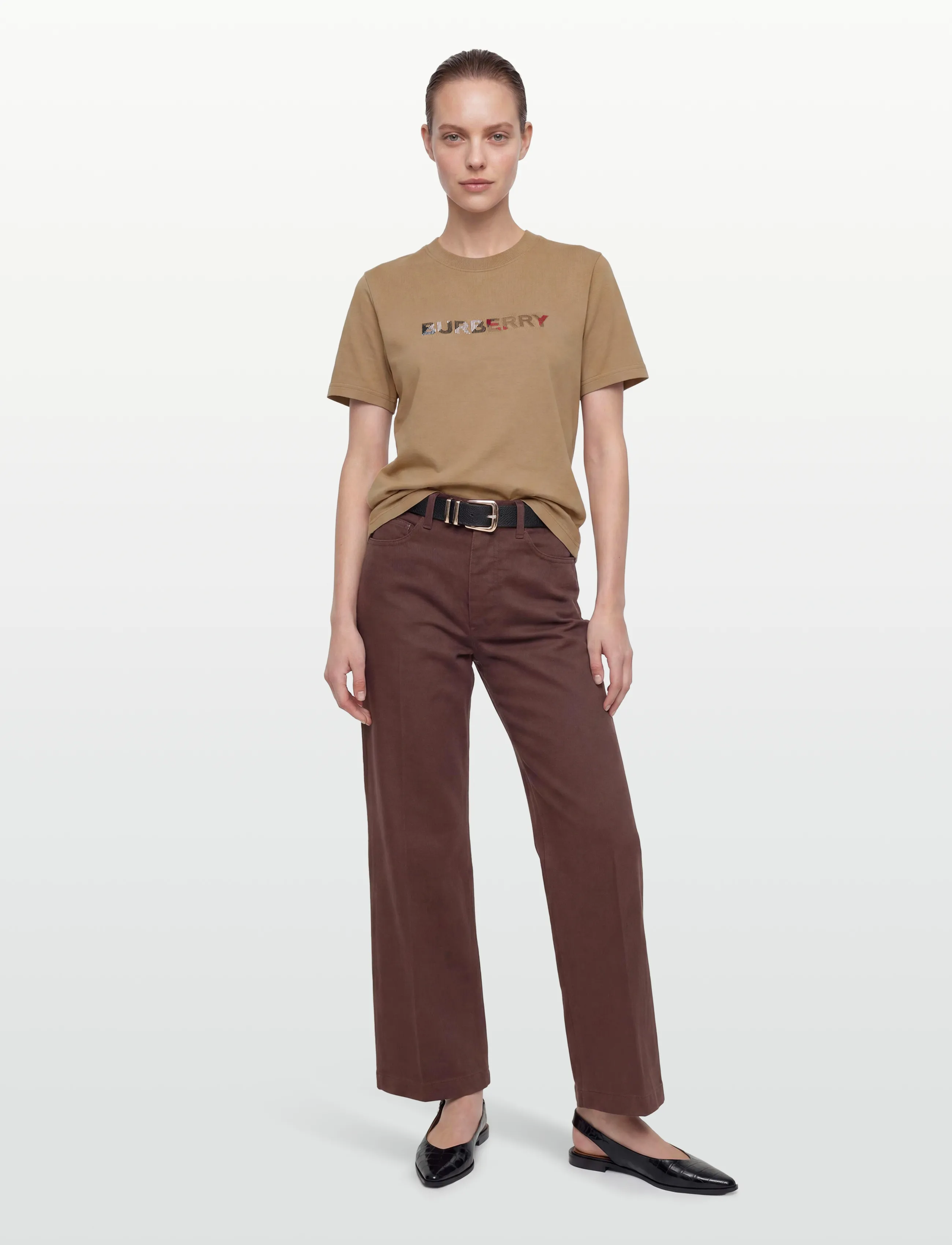 Burberry Maud Emb, XL, T-shirts & Oberteile, Beige - Short-sleeved, Frauen